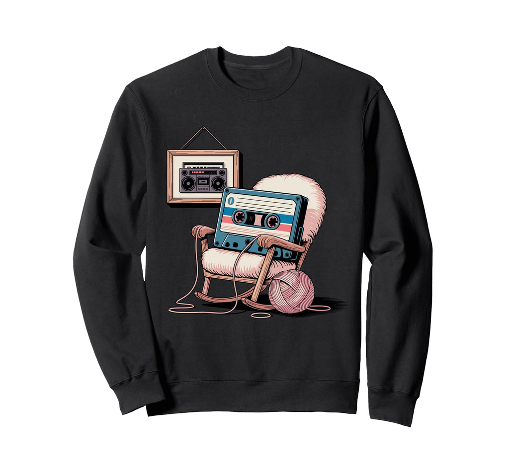 Funny Old Cassette Tape Cartoon Sweatshirt - Graphic Print Men Women - T-Shirt, Sweatshirt, Hoodie