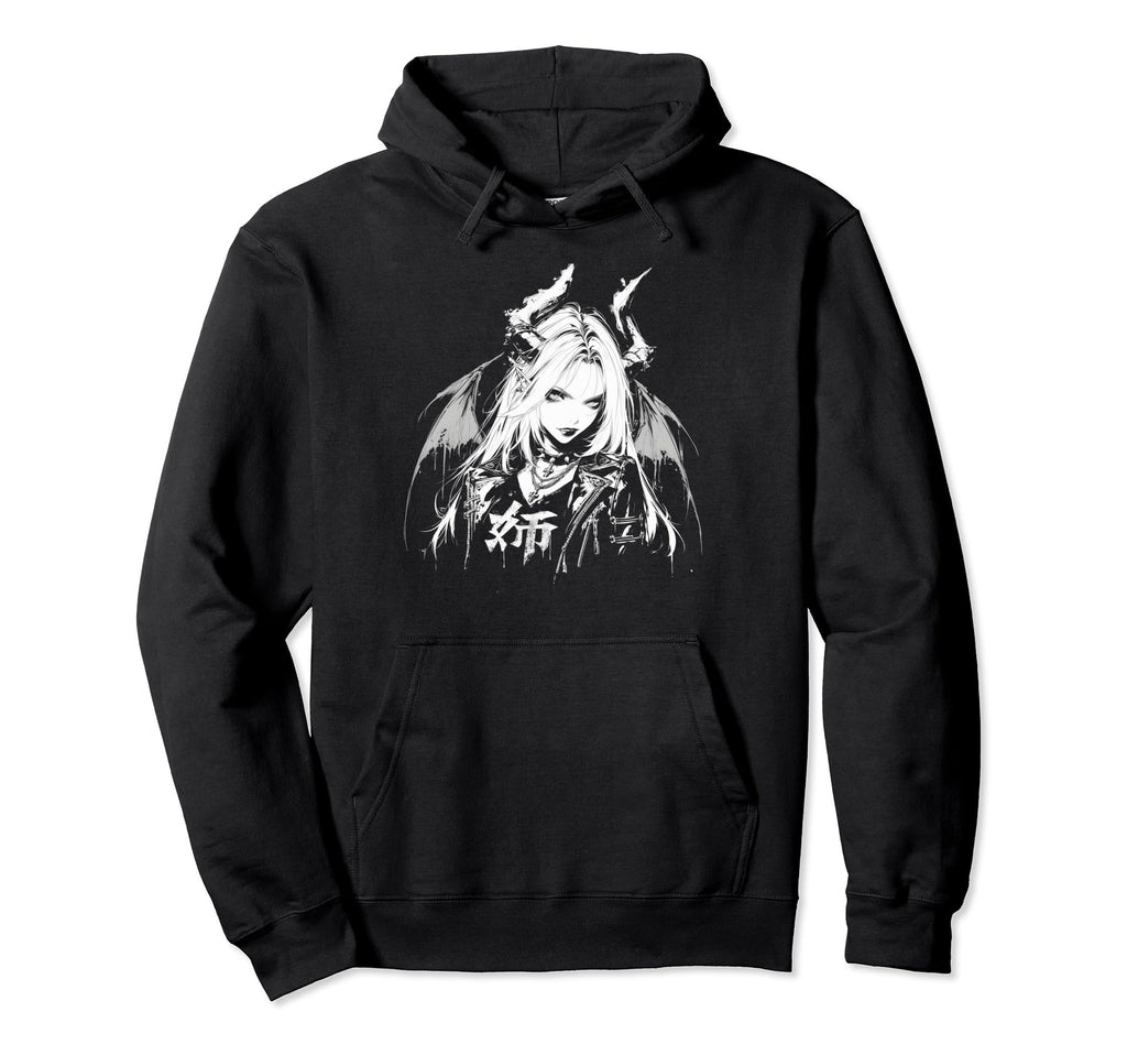 Goth Grunge Demon Anime Waifu Hoodie - Casual Everyday Wear Men Women - T-Shirt, Sweatshirt, Hoodie