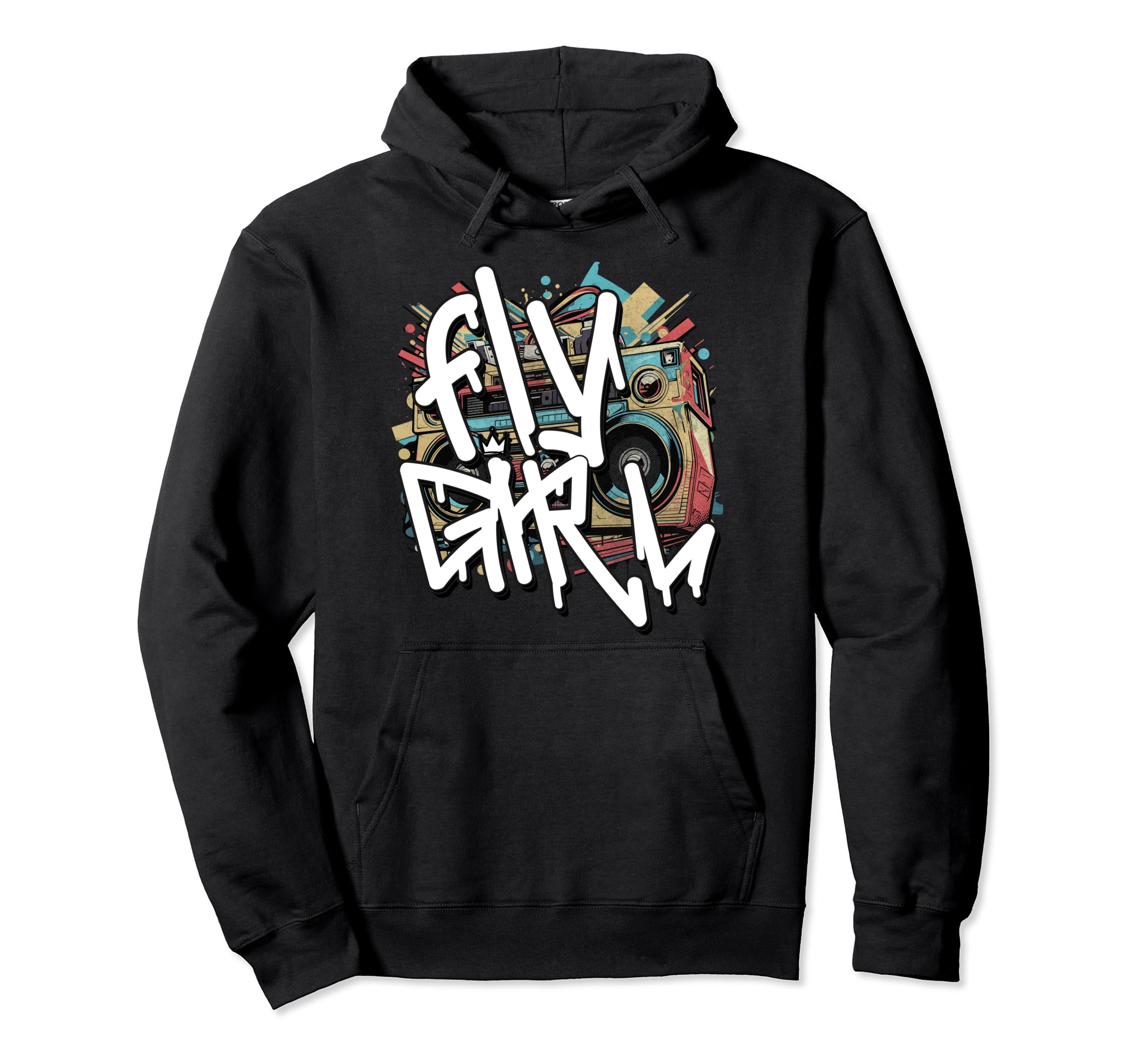 Fly 80S 90S Old School Boombox B Hip Hop Hoodie - Novelty Apparel Unisex - T-Shirt, Sweatshirt, Hoodie