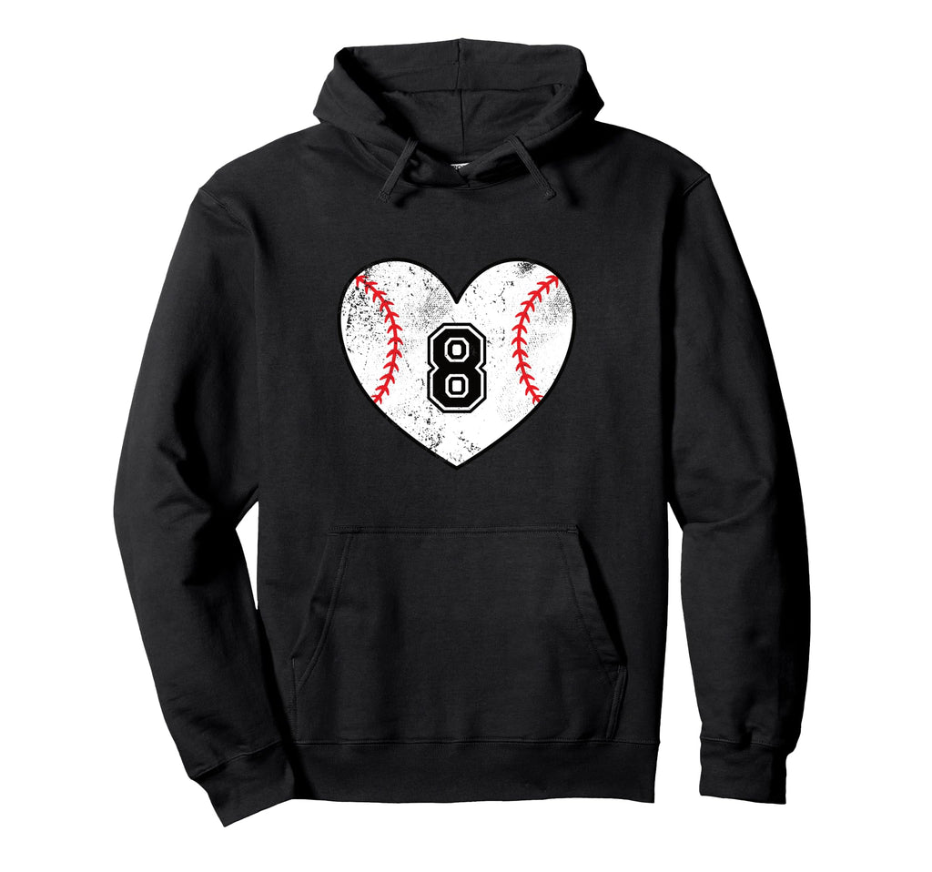 Baseball Heart Player 8 Baseball Mom Hoodie - Custom Art Print for Adults - T-Shirt, Sweatshirt, Hoodie