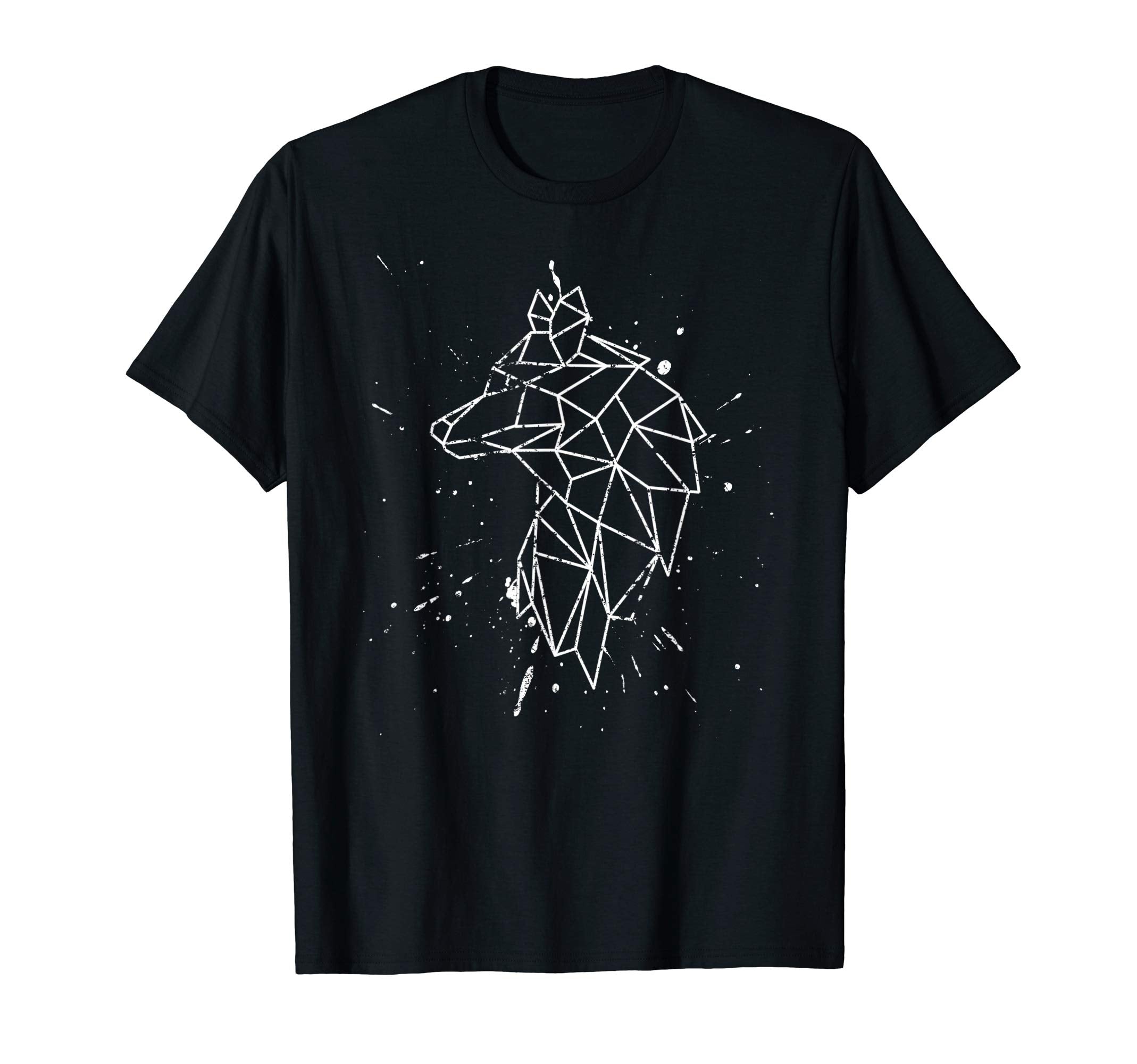 Wolf Distressed Geometric Animals Shape T-Shirt - Graphic Print Men Women - T-Shirt, Sweatshirt, Hoodie