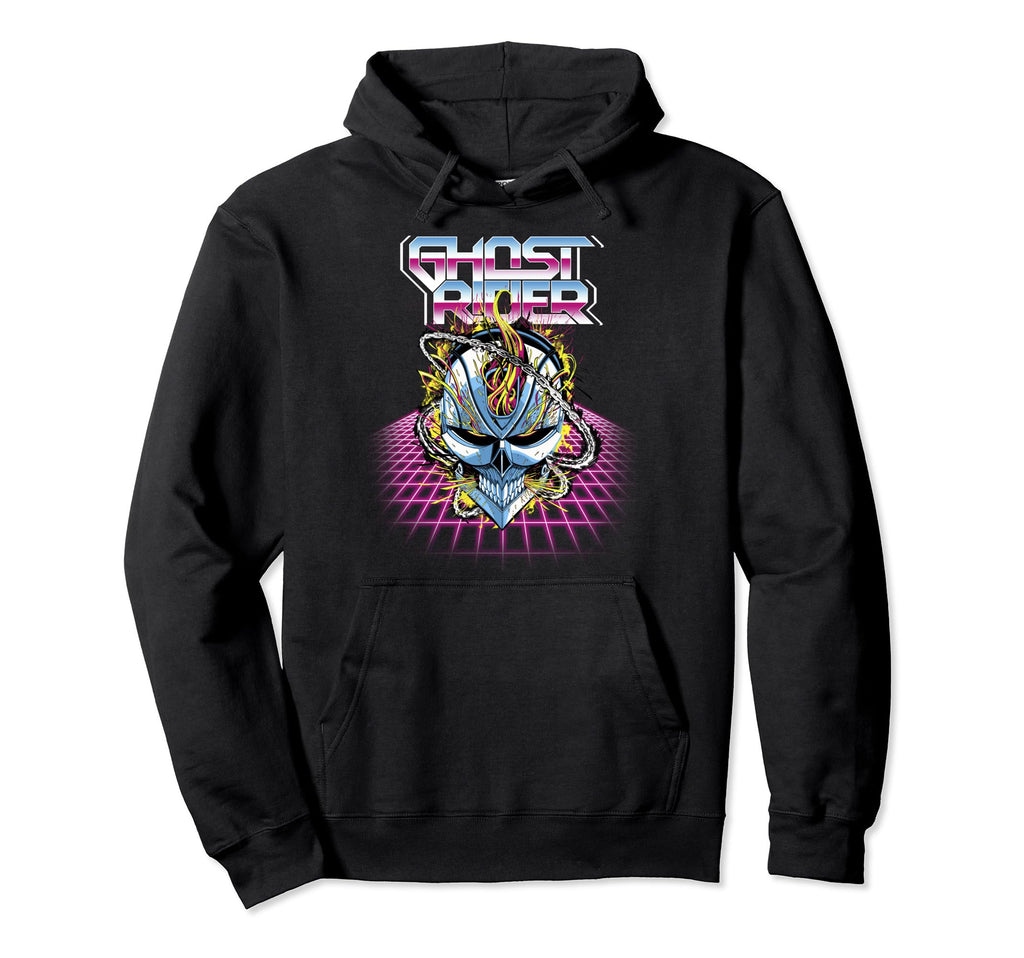 Marvel Ghost Rider Super 80S Neon Grid Hoodie - Custom Art Print for Adults - T-Shirt, Sweatshirt, Hoodie