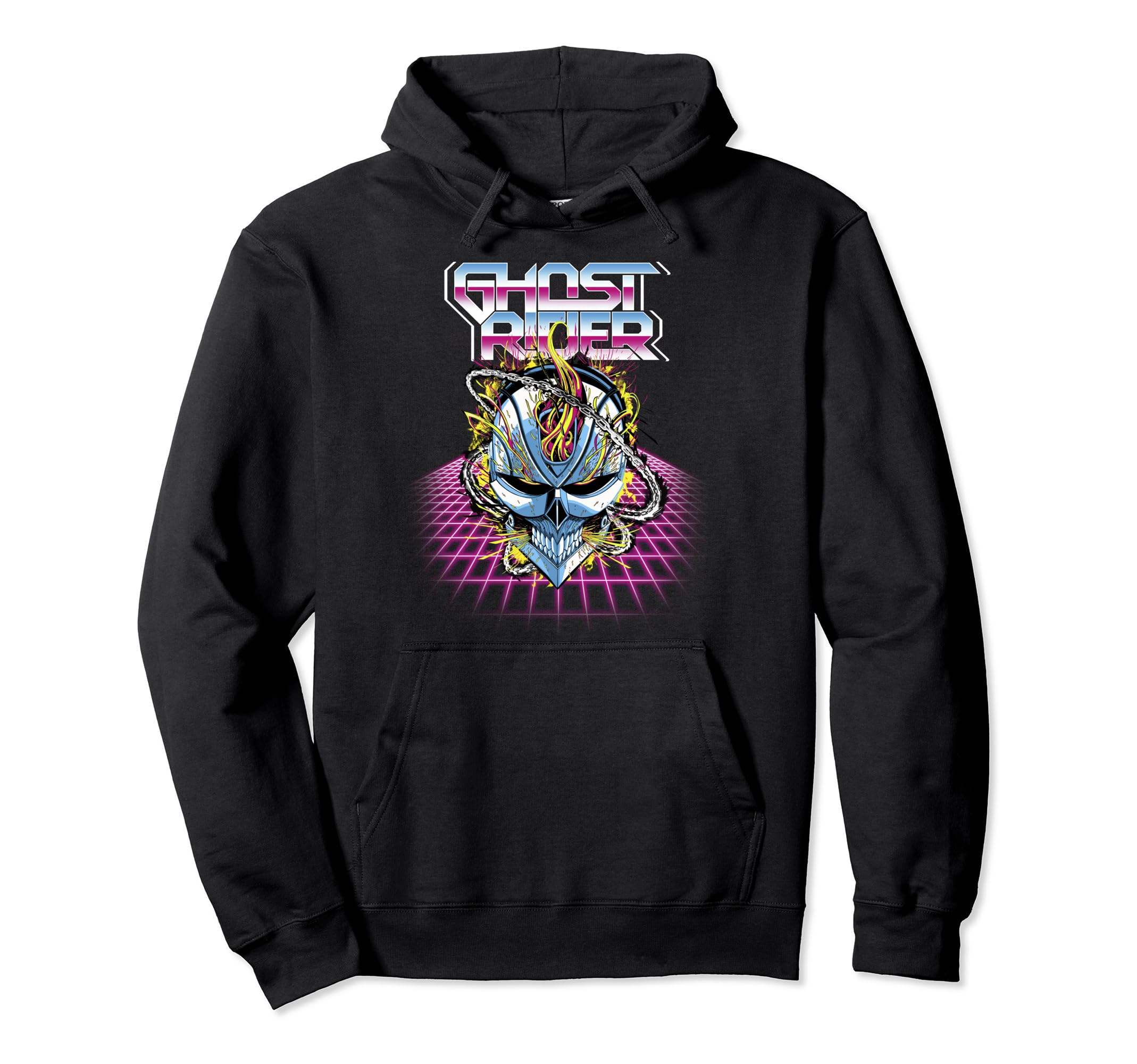 Marvel Ghost Rider Super 80S Neon Grid Hoodie - Custom Art Print for Adults - T-Shirt, Sweatshirt, Hoodie