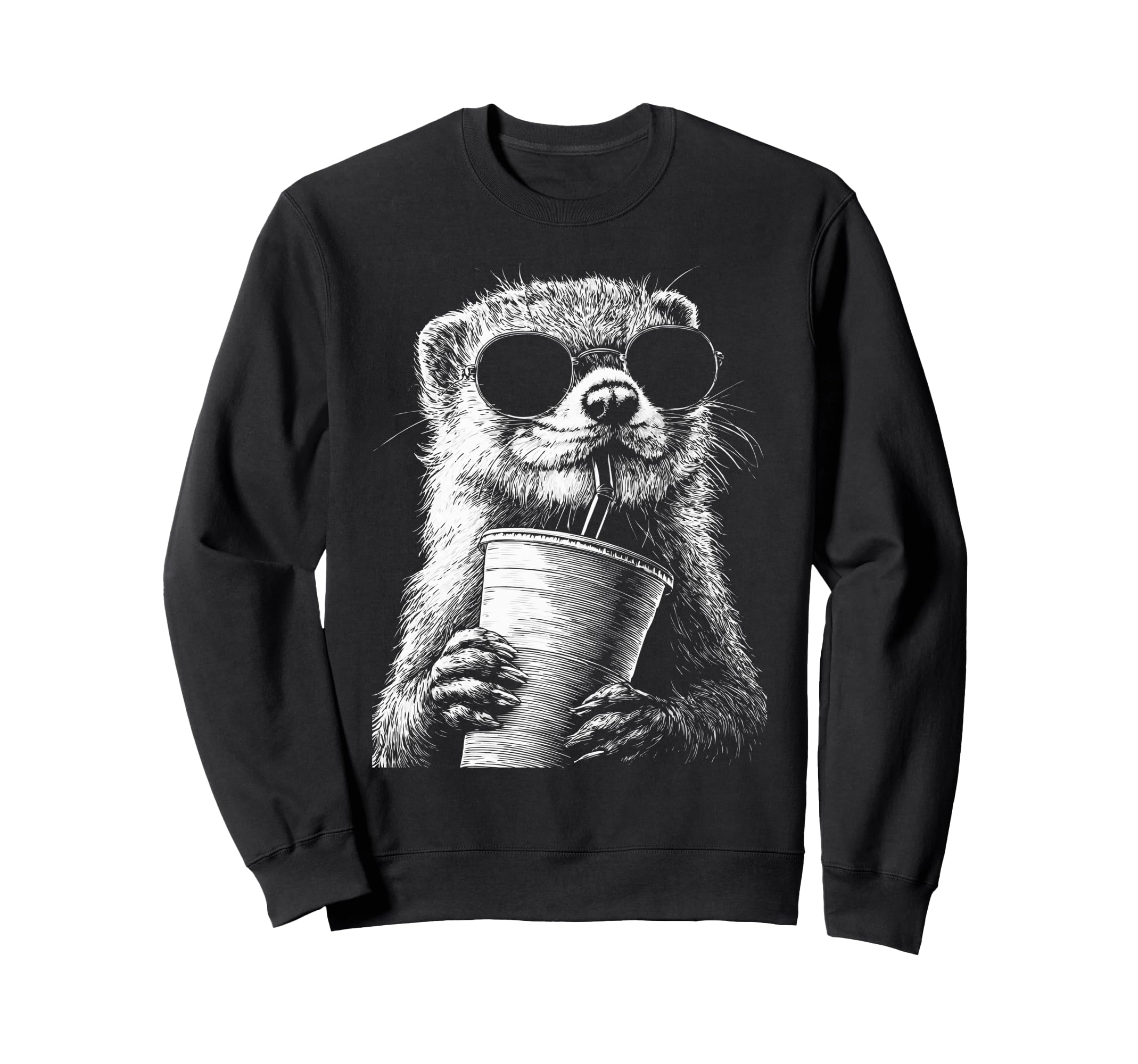 Otter Drinking Iced Coffee Funny Sweatshirt - Streetwear Style Unisex - T-Shirt, Sweatshirt, Hoodie
