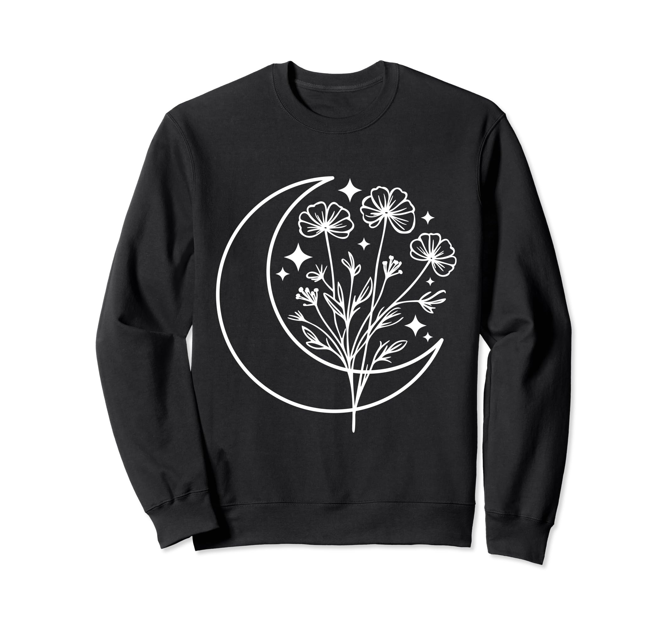 Wildflower Crescent Moon Floral Sweatshirt - Unique Graphic for Adults - T-Shirt, Sweatshirt, Hoodie