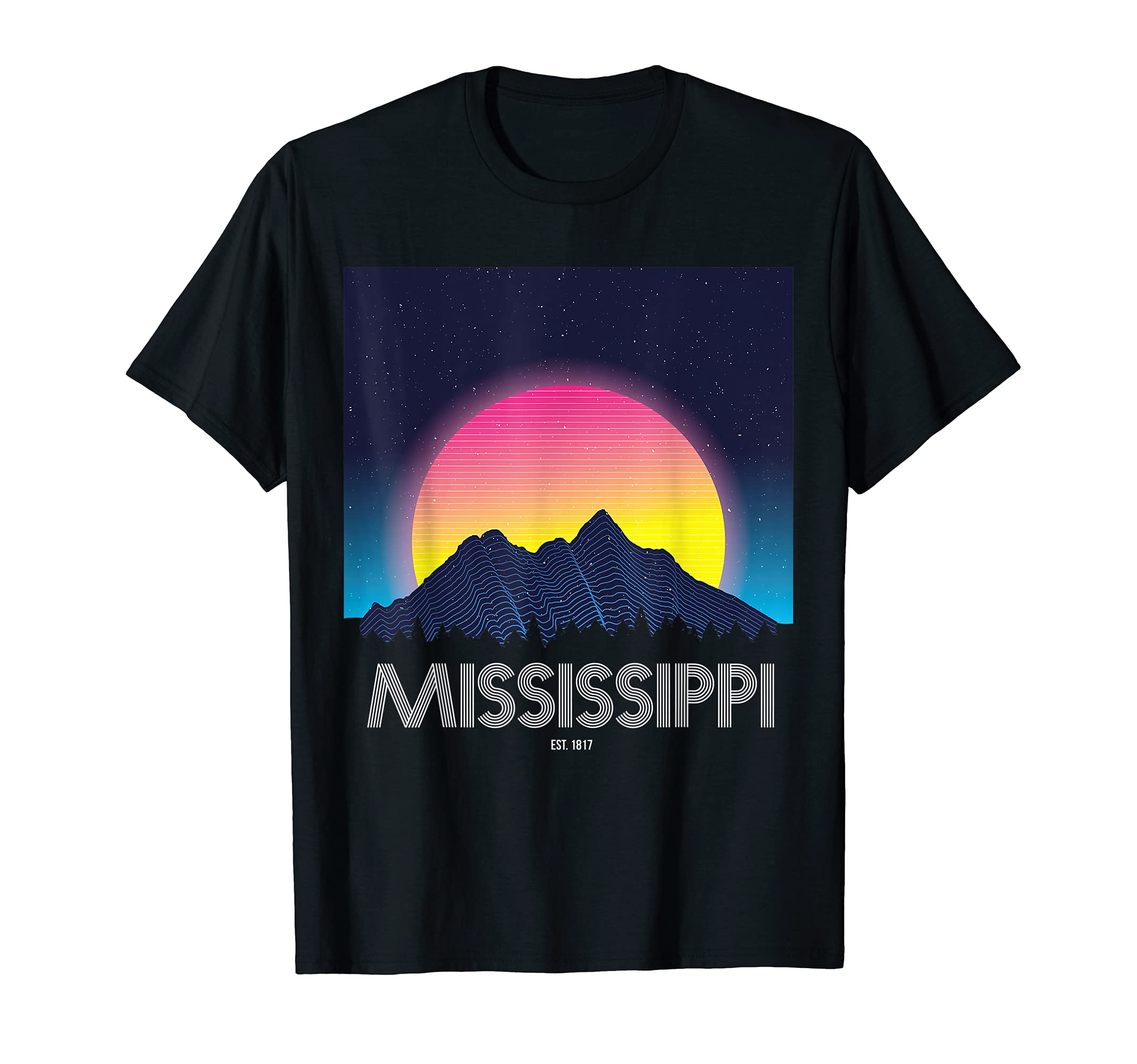 Mississippi Mountain Grid 80S 90S T-Shirt - Trendy Graphic Men Women - T-Shirt, Sweatshirt, Hoodie