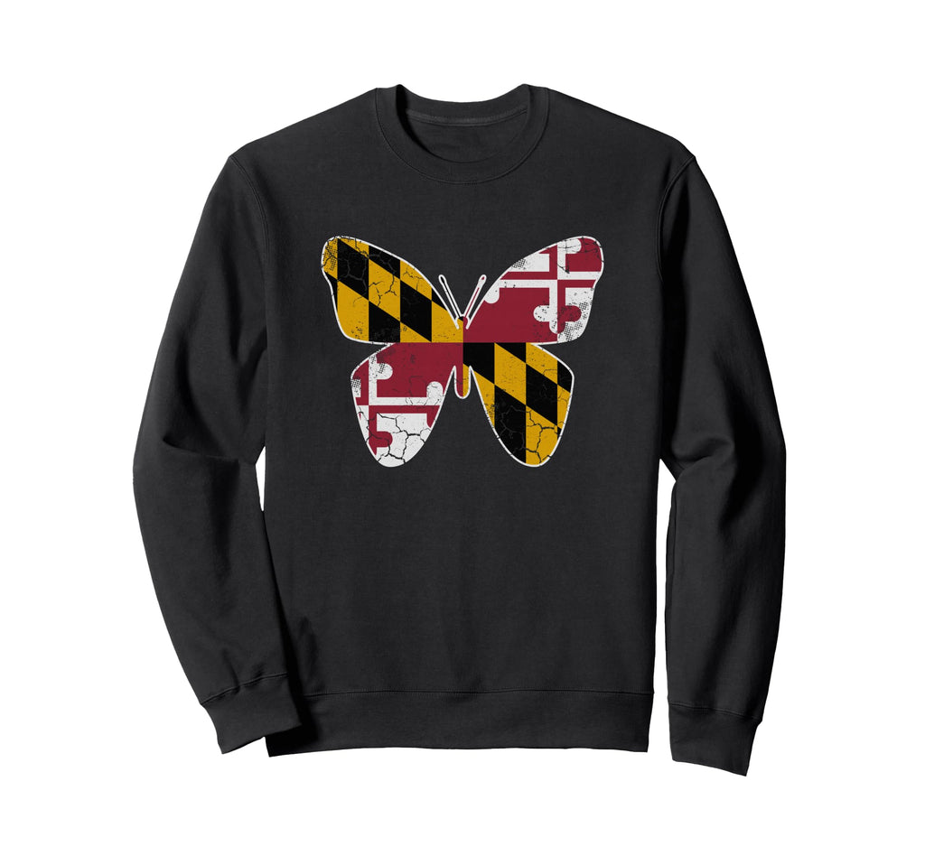 Maryland Flag Butterfly Home Sweatshirt - Fun Novelty Design for Adults - T-Shirt, Sweatshirt, Hoodie