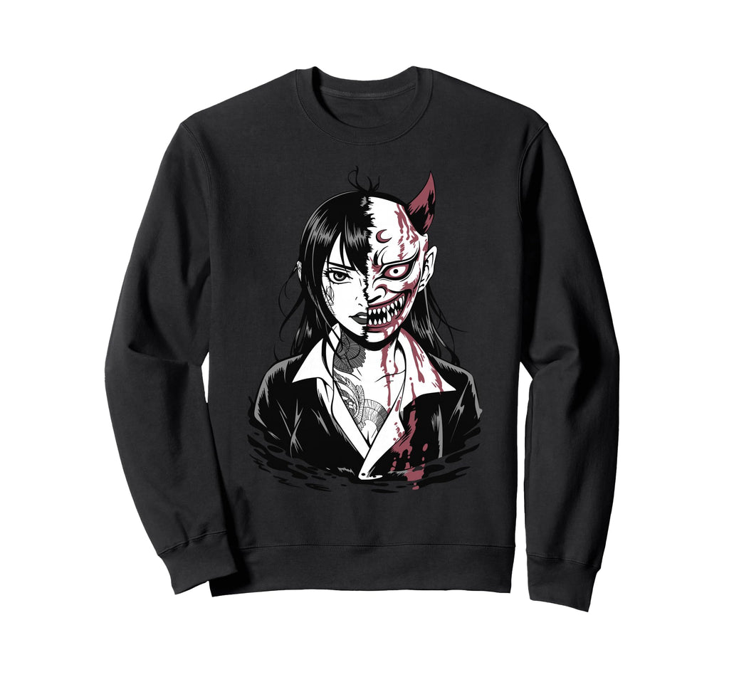 Japanese Horror Anime Manga Y2K Sweatshirt - Minimalist Print for Adults - T-Shirt, Sweatshirt, Hoodie