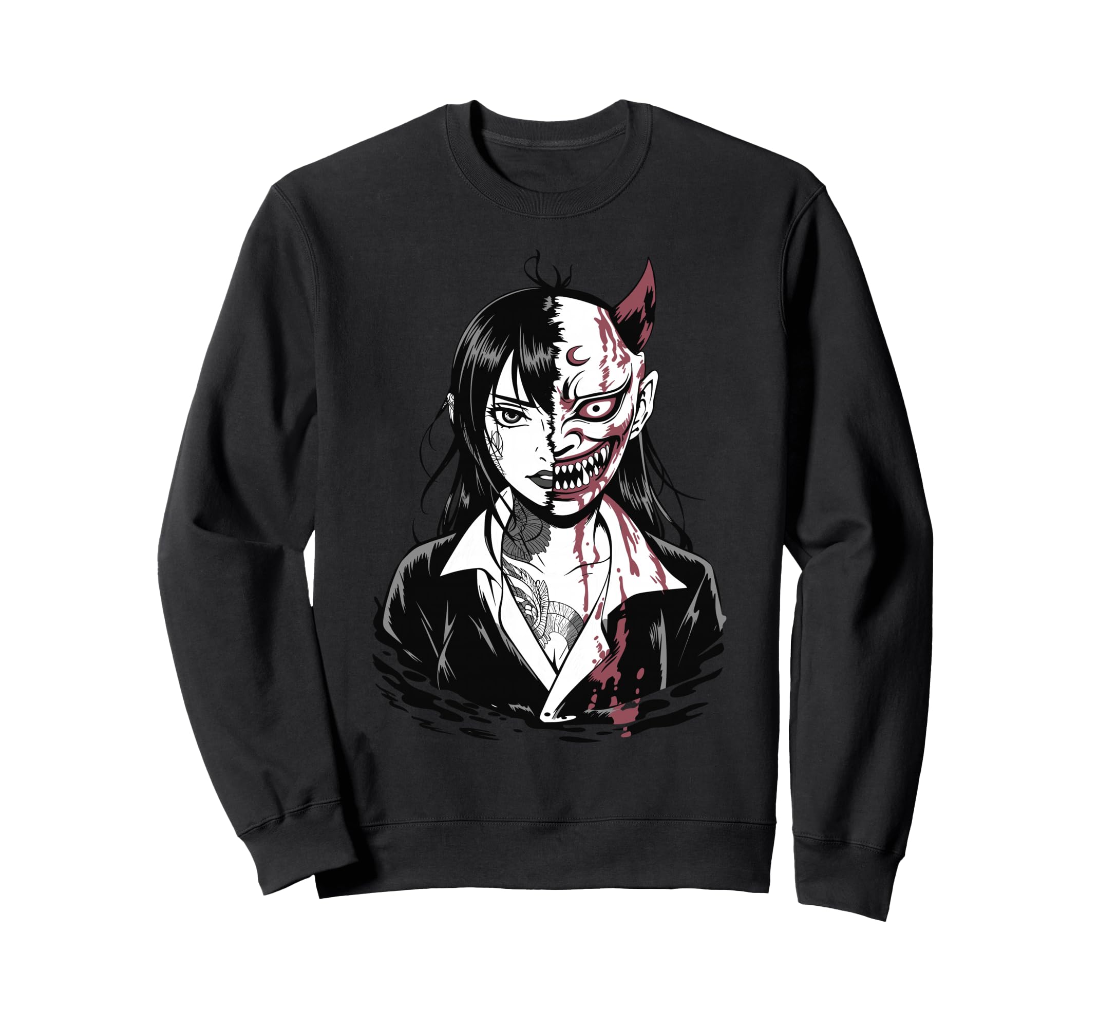 Japanese Horror Anime Manga Y2K Sweatshirt - Minimalist Print for Adults - T-Shirt, Sweatshirt, Hoodie
