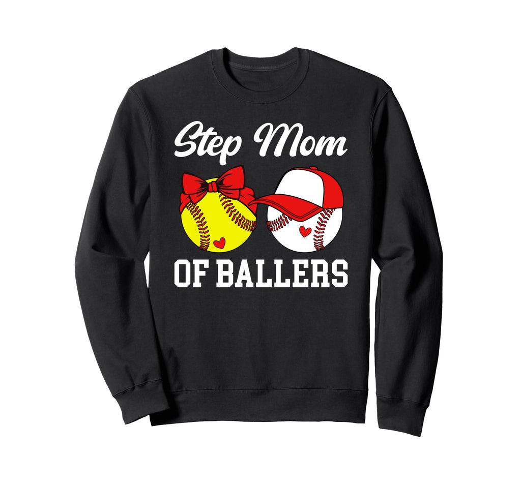 Step Mom Ballers Baseball Softball Sweatshirt - Trendy Graphic Unisex - T-Shirt, Sweatshirt, Hoodie