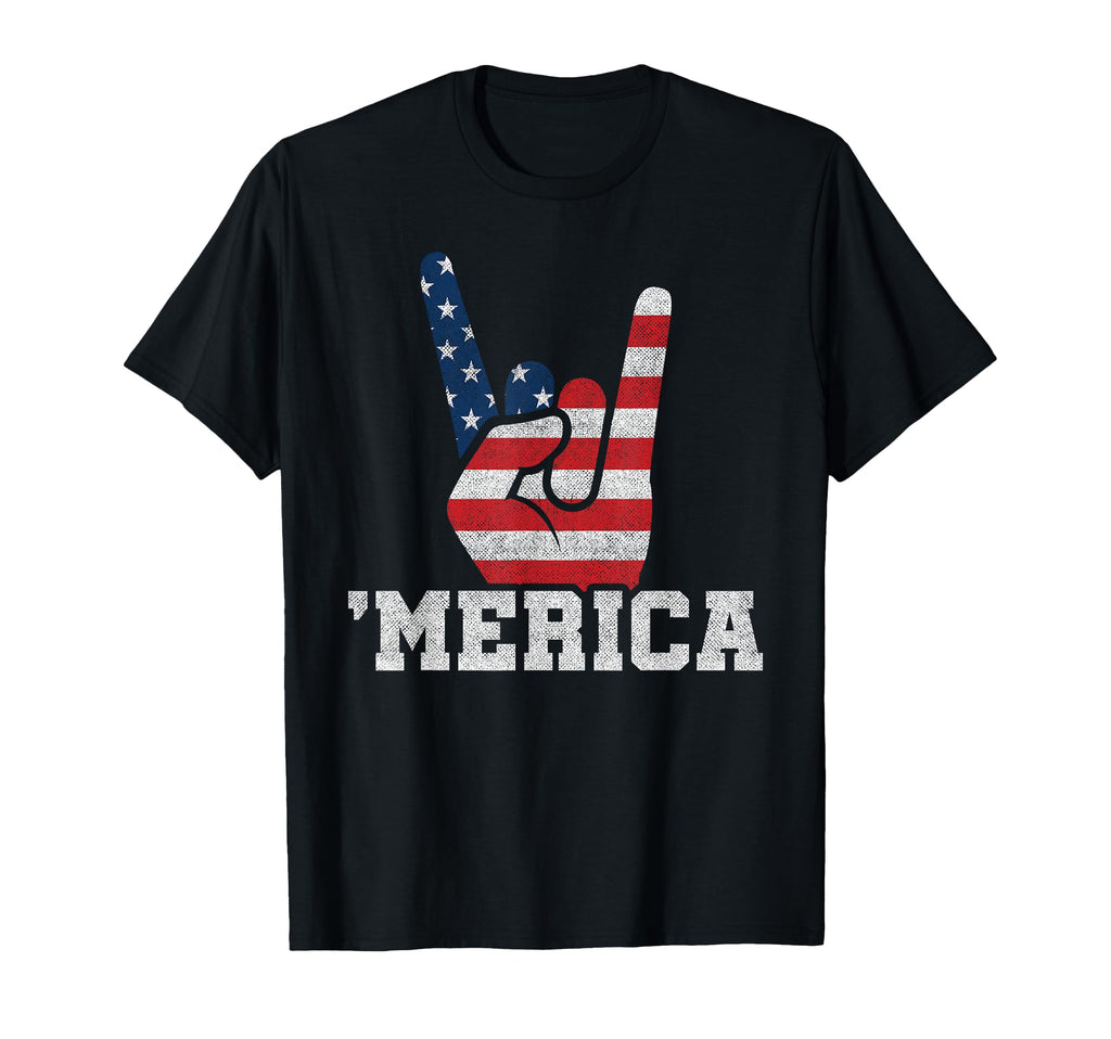 American Flag 4Th July Rock Usa T-Shirt - Casual Everyday Wear for Adults - T-Shirt, Sweatshirt, Hoodie