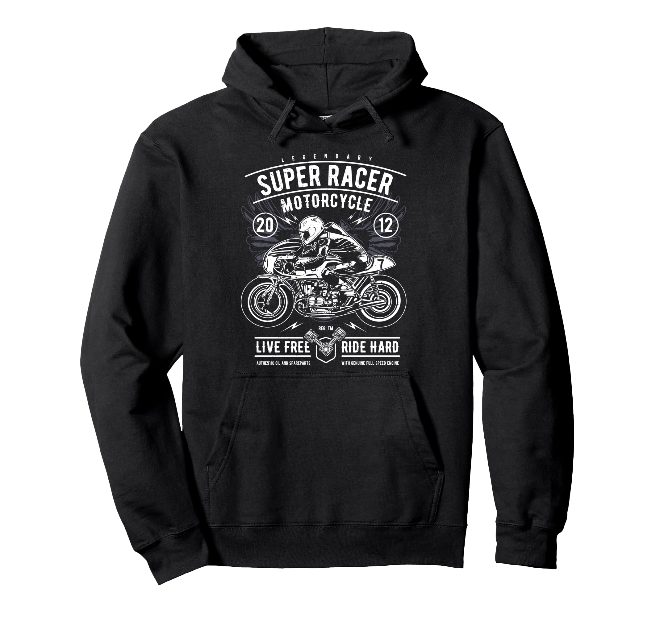 Super Racer Motorcycle Biker Cafe Hoodie - Fun Novelty Design Men Women - T-Shirt, Sweatshirt, Hoodie