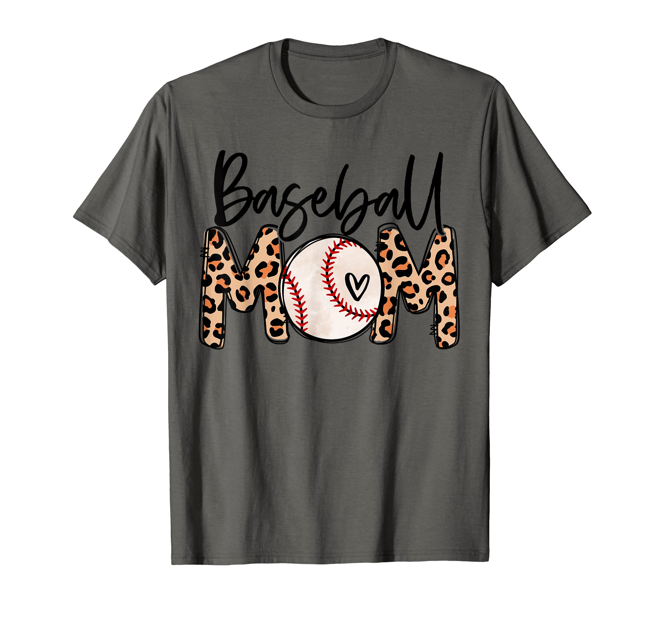 Baseball Mom Leopard Funny Baseball T-Shirt - Minimalist Print for Adults - T-Shirt, Sweatshirt, Hoodie