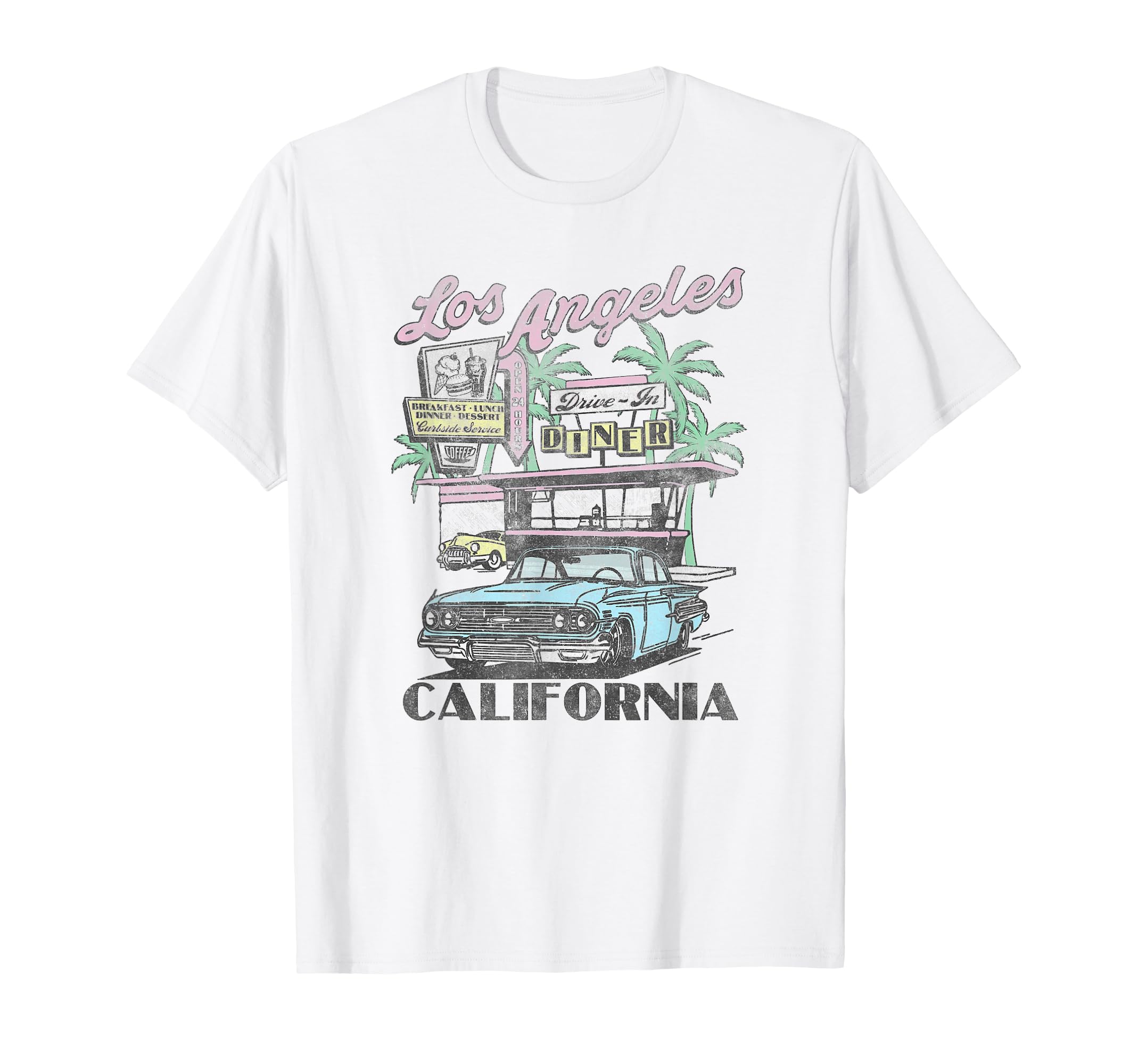 Trendy Centered Los Angeles Diner T-Shirt - Unique Graphic Men Women - T-Shirt, Sweatshirt, Hoodie
