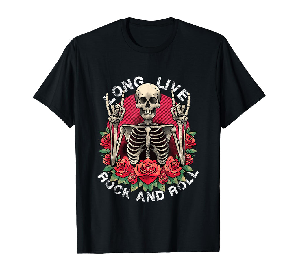 Lets Rock Rock Roll Skeleton T-Shirt - Casual Everyday Wear for Adults - T-Shirt, Sweatshirt, Hoodie