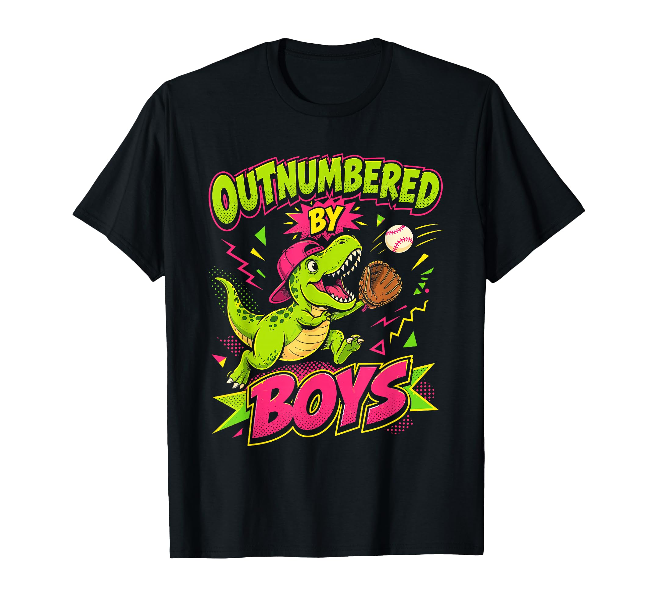 Outnumbered Baseball Mom T Rex Dinosaur T-Shirt - Graphic Print Unisex - T-Shirt, Sweatshirt, Hoodie