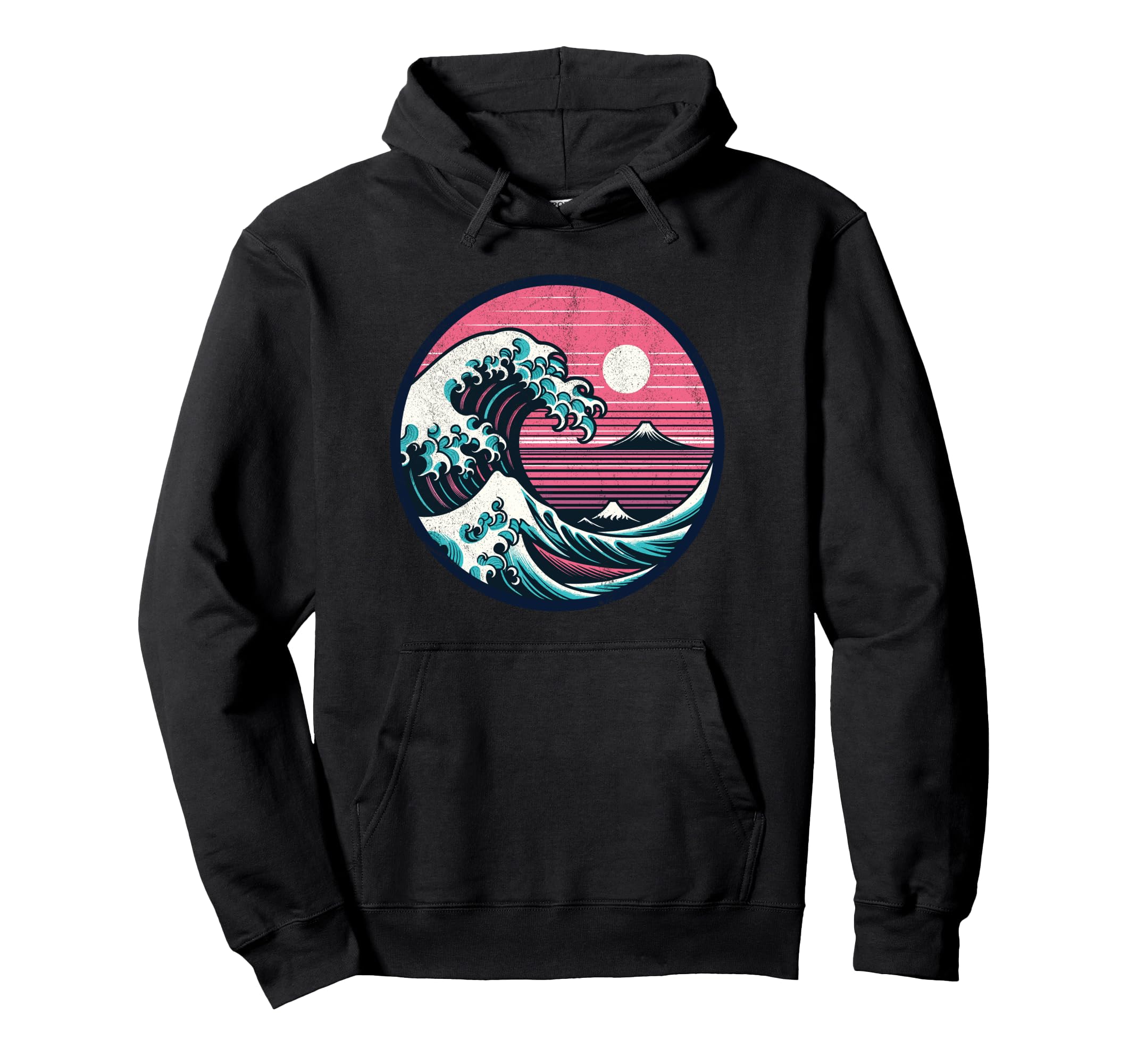 Great Wave Kanagawa Vaporwave Hoodie - Fun Novelty Design Men Women - T-Shirt, Sweatshirt, Hoodie