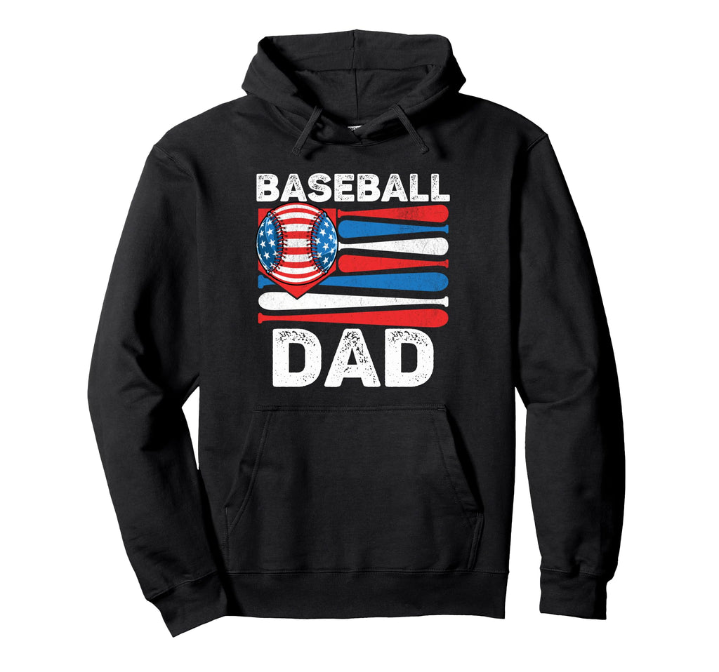 Baseball Dad American Flag 4Th July Hoodie - Minimalist Print Unisex - T-Shirt, Sweatshirt, Hoodie