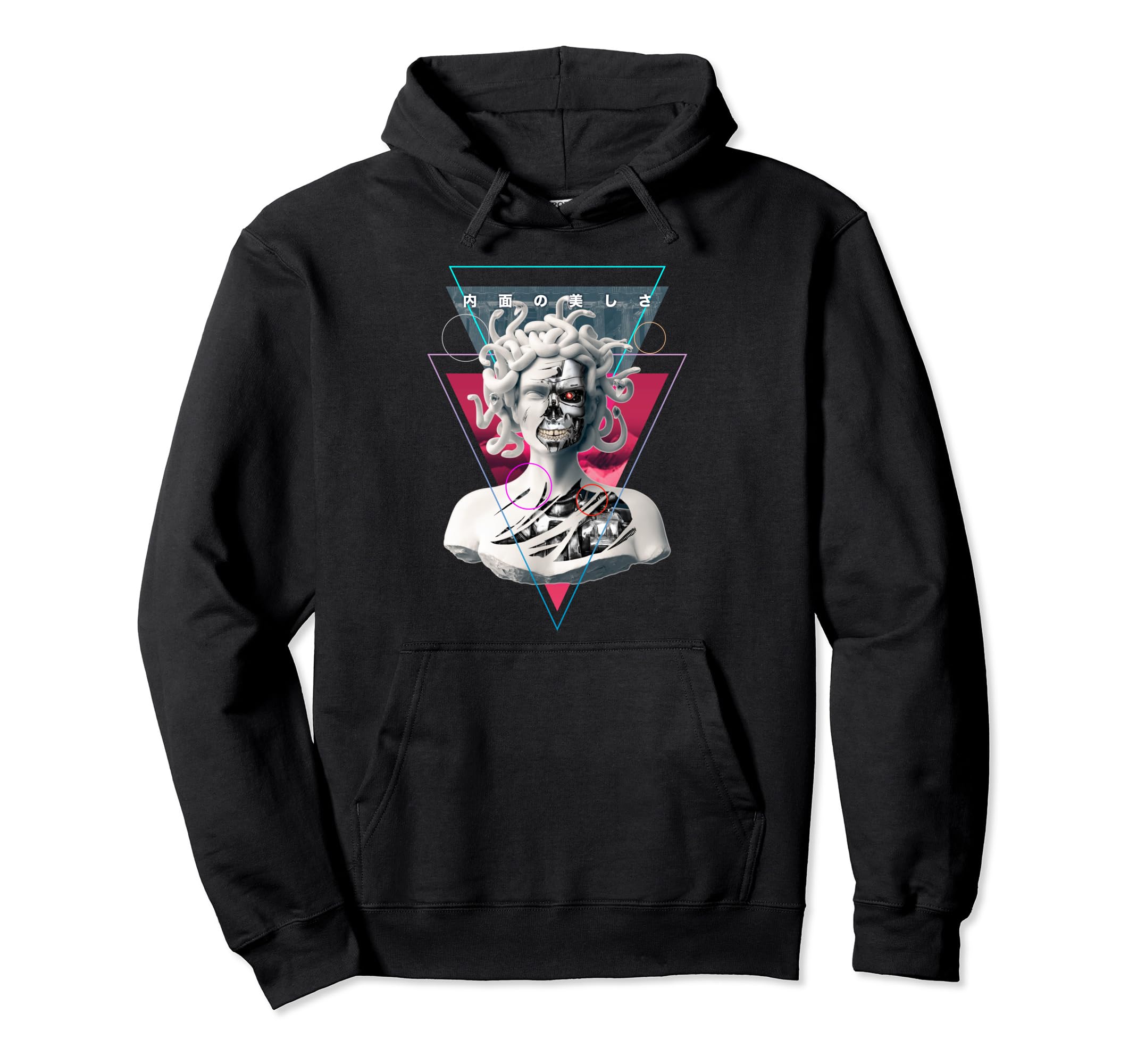 Vaporwave Cyborg Medusa Statue Aesthetic Hoodie - Custom Art Print Unisex - T-Shirt, Sweatshirt, Hoodie