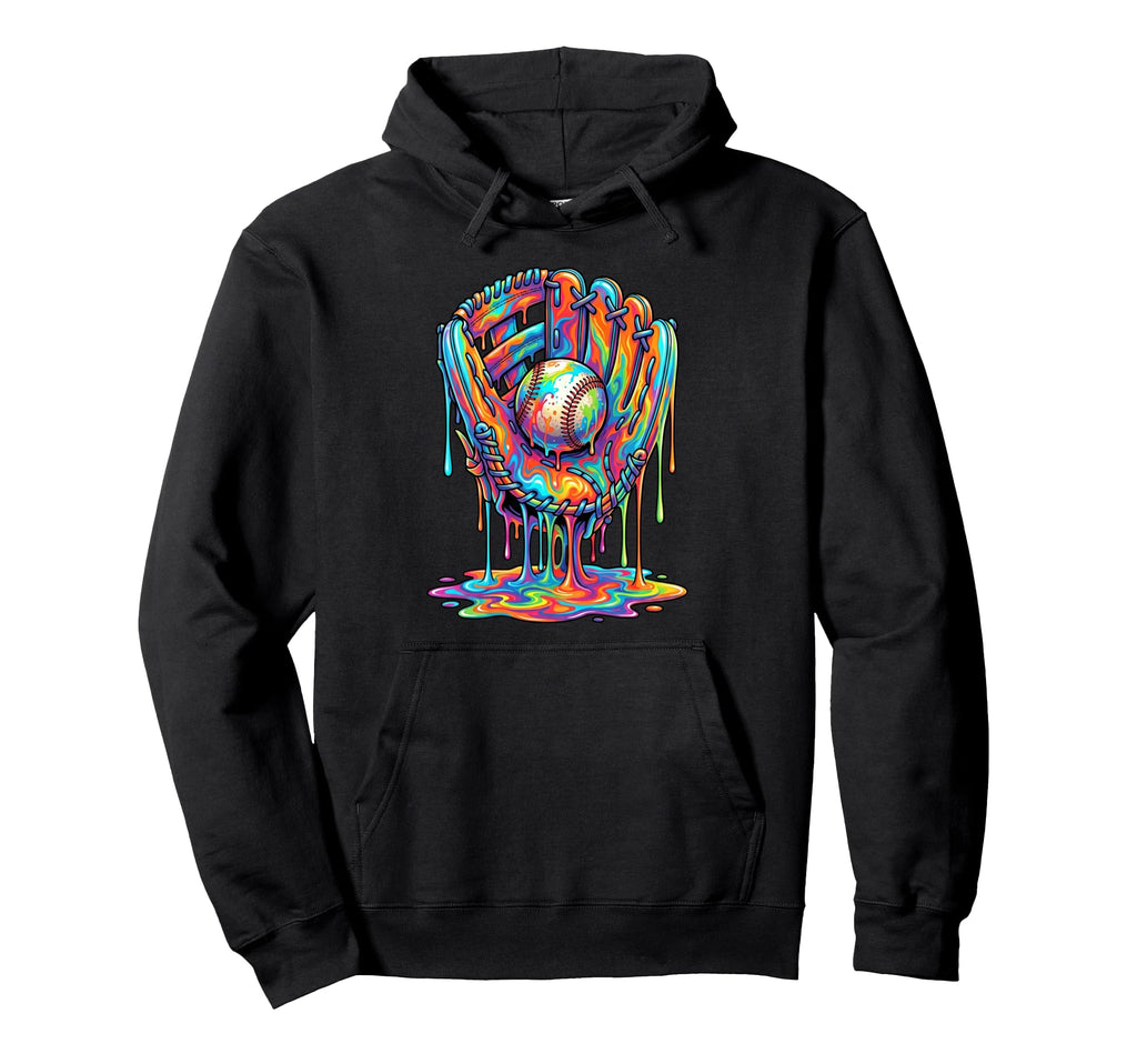 Baseball Glove Drip Paint Colors Hoodie - Minimalist Print Men Women - T-Shirt, Sweatshirt, Hoodie
