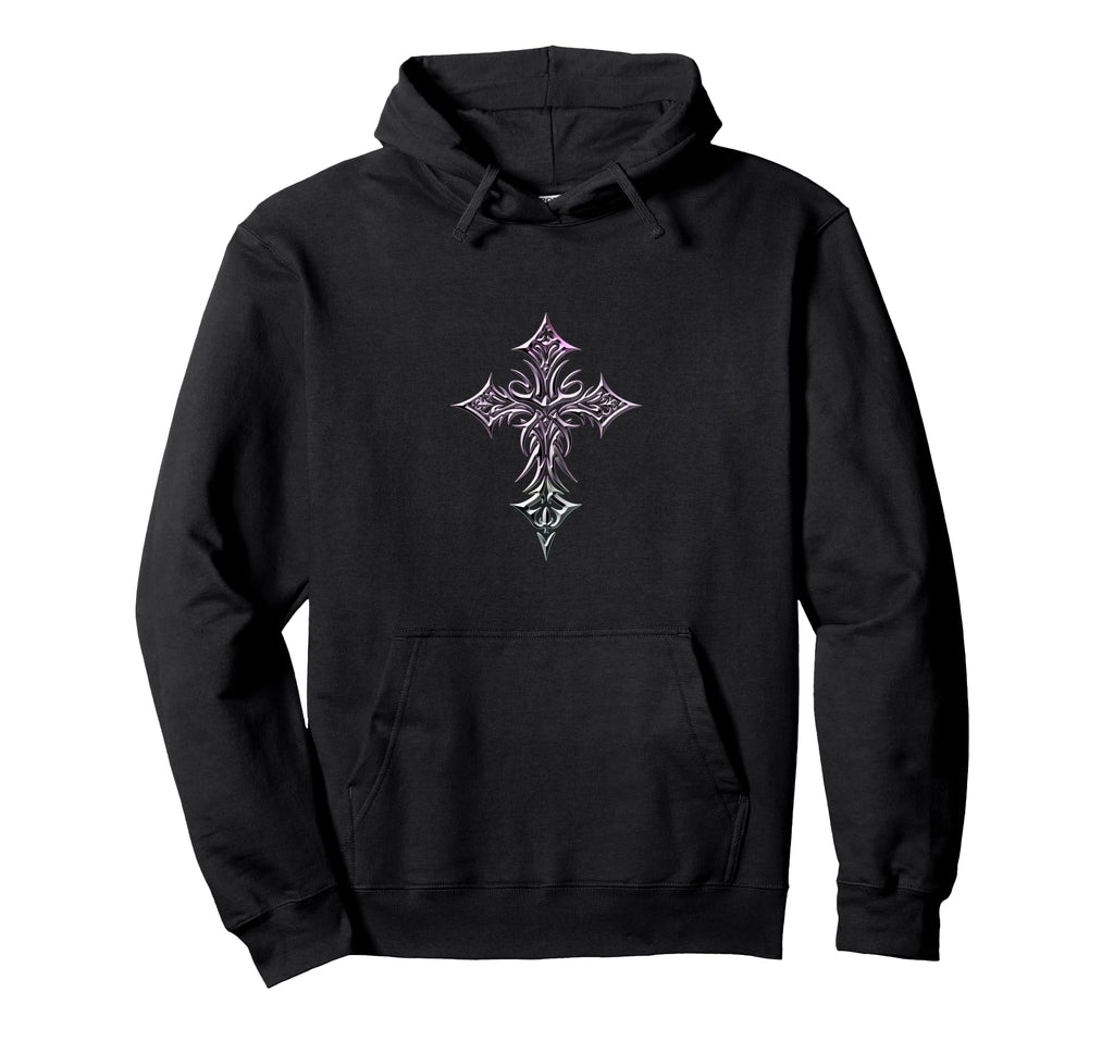 Gothic Cross Minimal Y2K Hoodie - Custom Art Print Men Women - T-Shirt, Sweatshirt, Hoodie