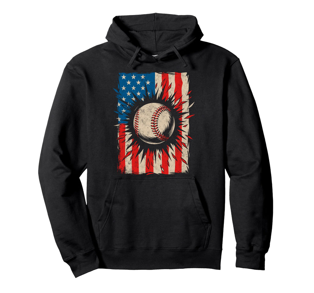 Baseball Us Flag Baseball Lover Dad Hoodie - Minimalist Print Unisex - T-Shirt, Sweatshirt, Hoodie