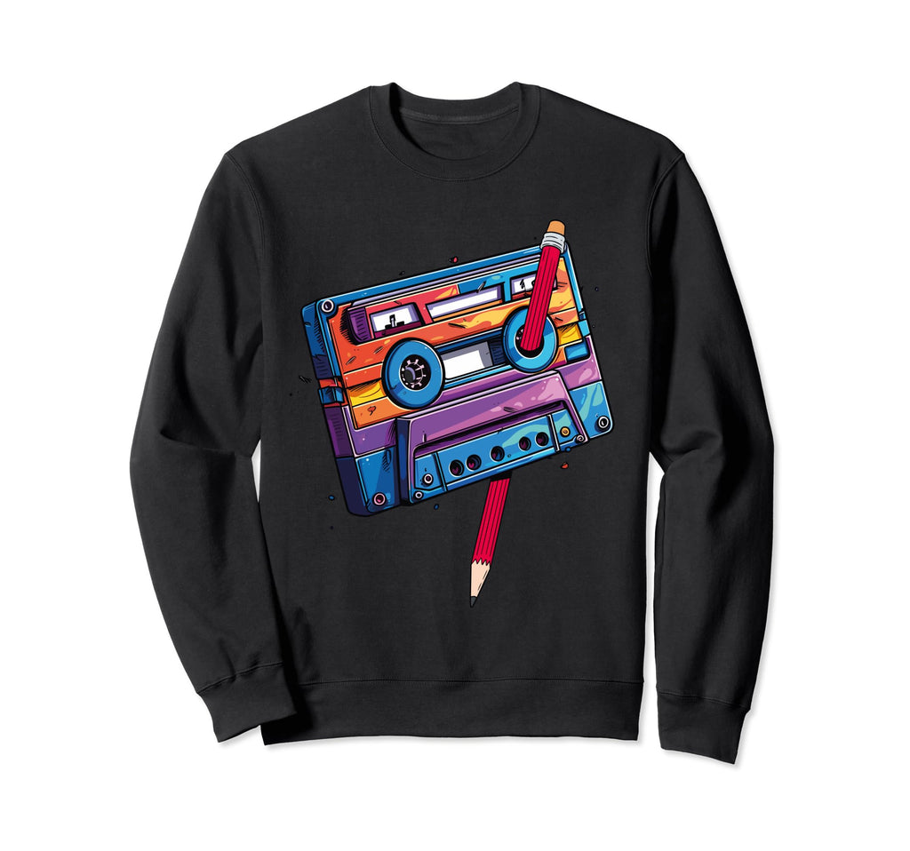 80S Cassette Tape Pencil 90S Sweatshirt - Casual Everyday Wear Men Women - T-Shirt, Sweatshirt, Hoodie