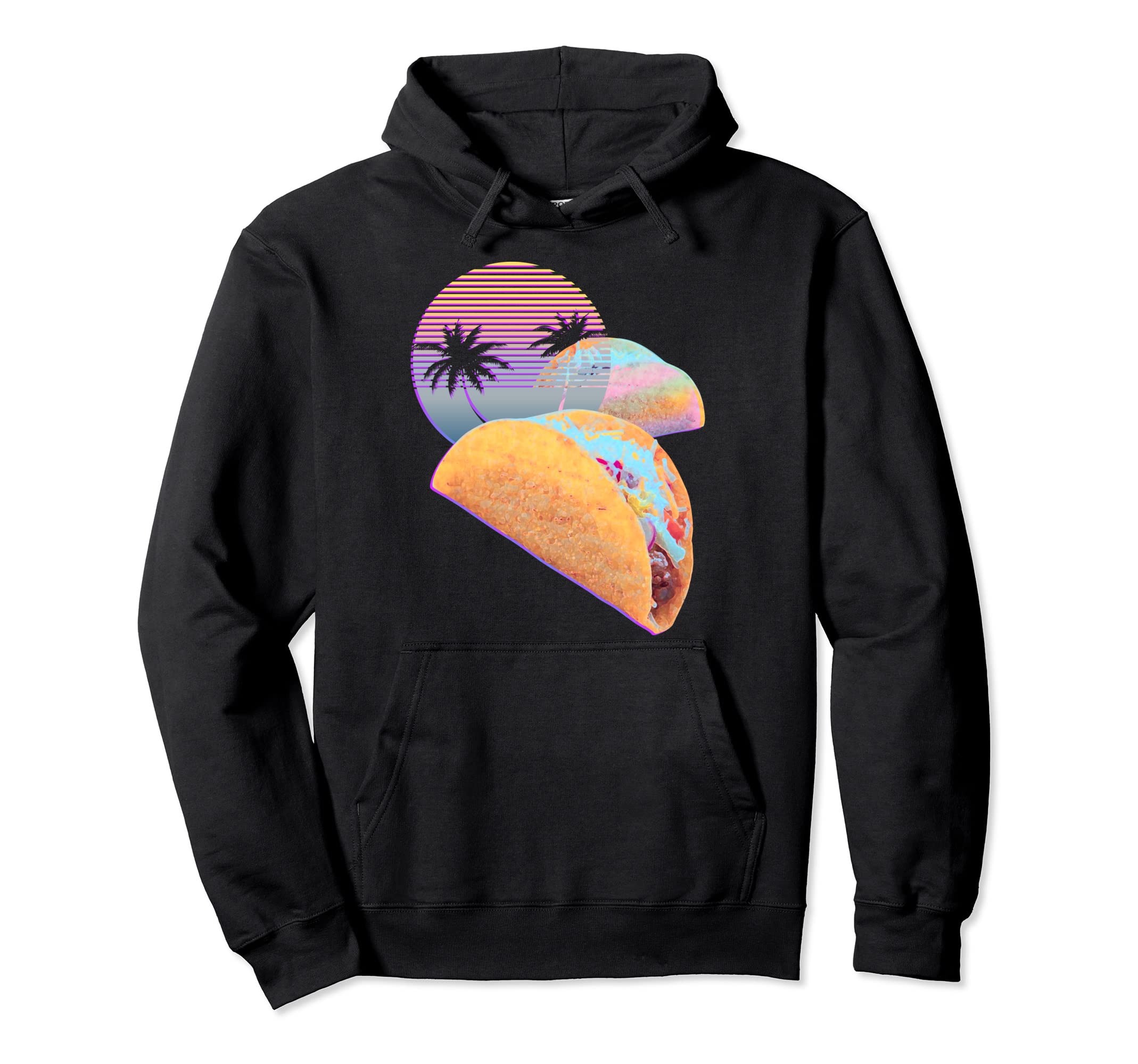 Retrowave Tacos Palm Trees Sunset 80S Hoodie - Aesthetic Graphic Men Women - T-Shirt, Sweatshirt, Hoodie