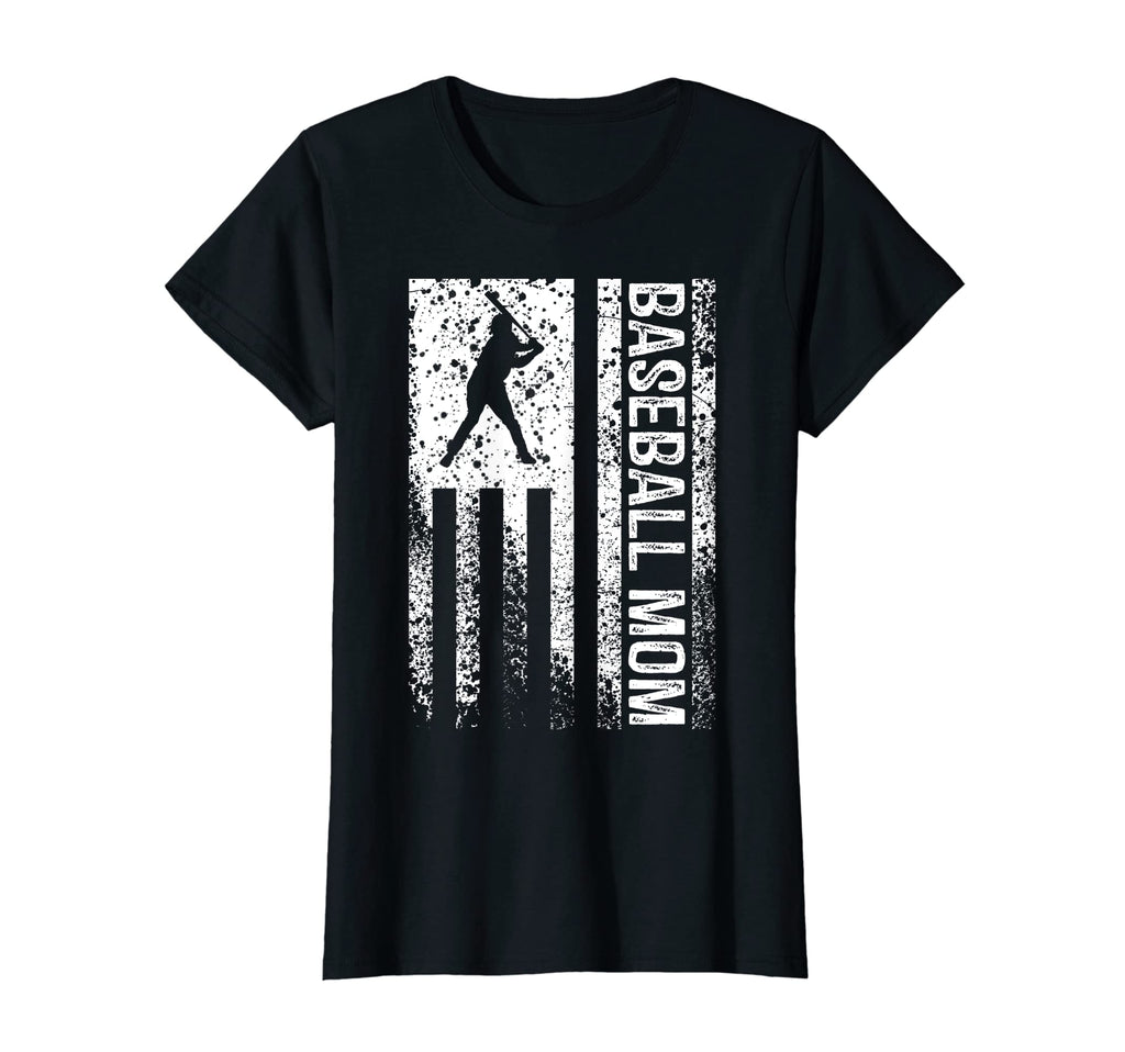 Womens Baseball Mom Distressed American T-Shirt - Graphic Print Men Women - T-Shirt, Sweatshirt, Hoodie