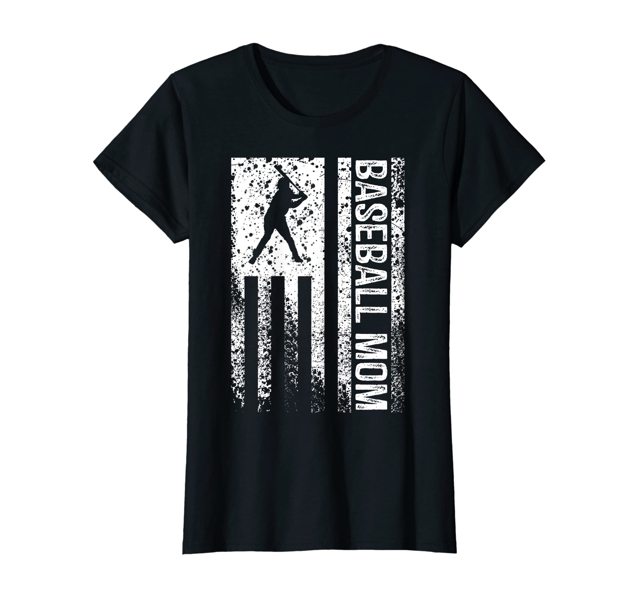 Womens Baseball Mom Distressed American T-Shirt - Graphic Print Men Women - T-Shirt, Sweatshirt, Hoodie
