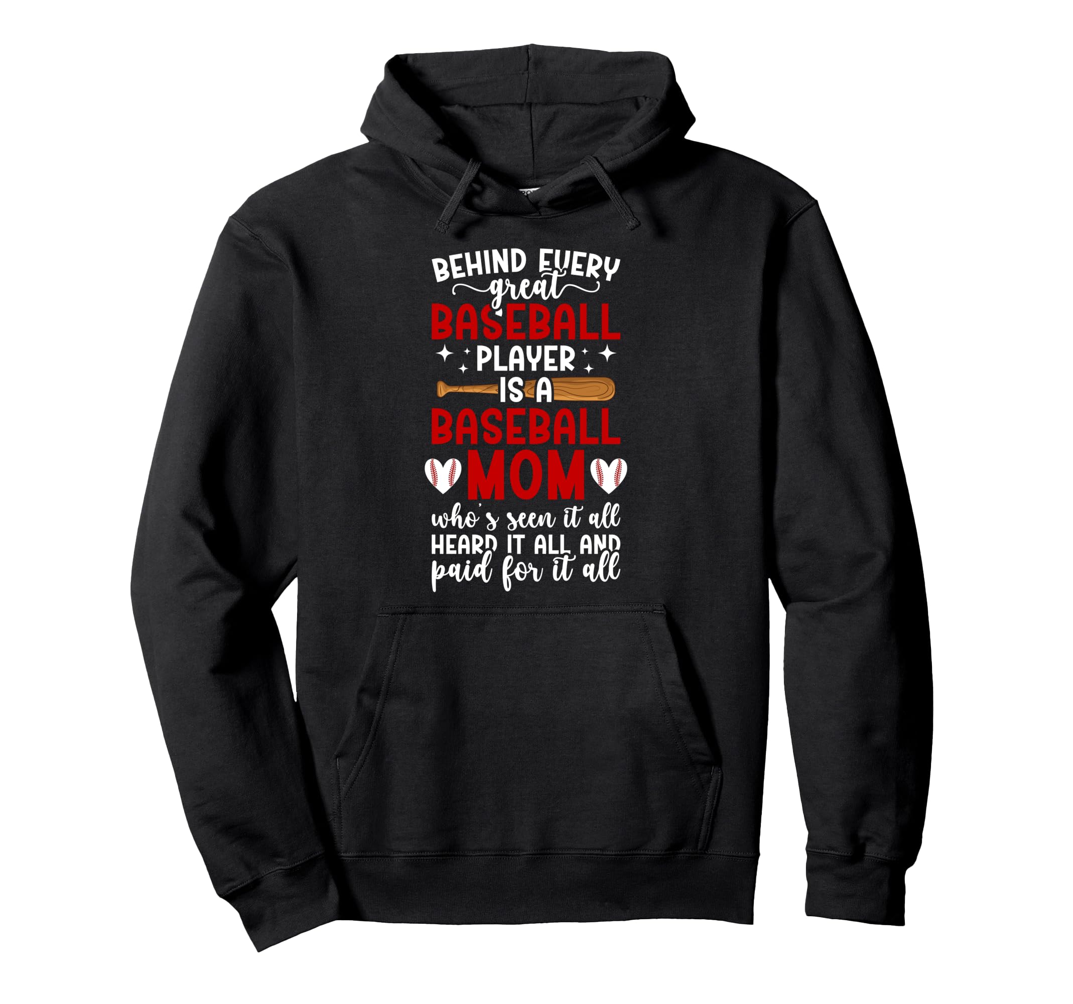 Proud Baseball Mom Baseball Player Hoodie - Fun Novelty Design Men Women - T-Shirt, Sweatshirt, Hoodie
