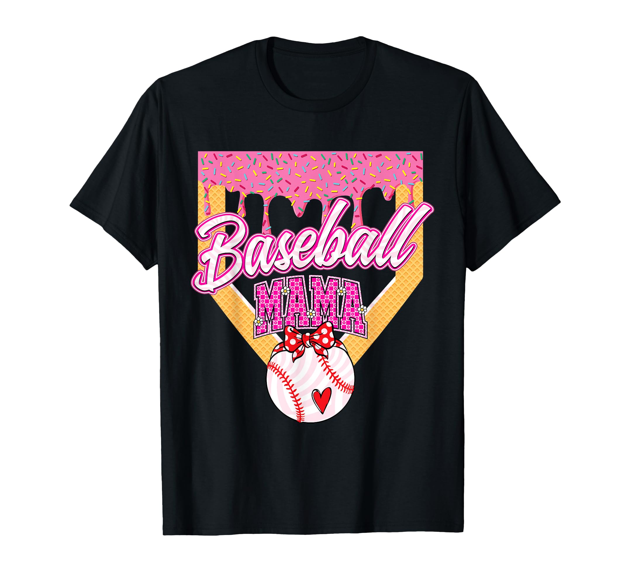 Baseball Mama Ice Cream Drip T-Shirt - Casual Everyday Wear for Adults - T-Shirt, Sweatshirt, Hoodie