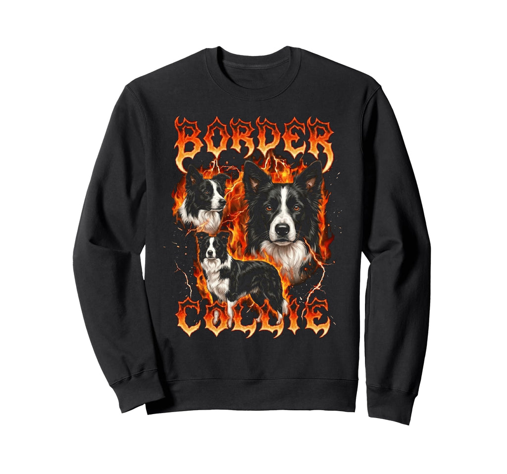 Border Collie 80S 90S Heavy Metal Sweatshirt - Novelty Apparel Unisex - T-Shirt, Sweatshirt, Hoodie