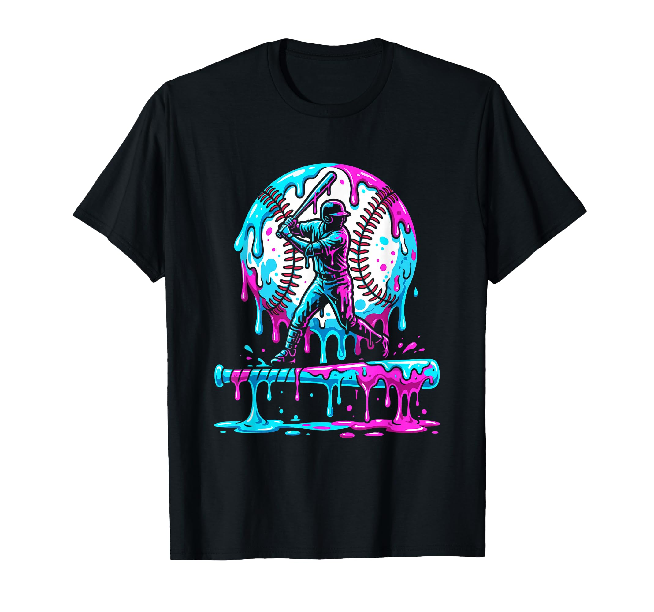 Baseball Drip Ice Cream Drip Baseball T-Shirt - Minimalist Print Men Women - T-Shirt, Sweatshirt, Hoodie