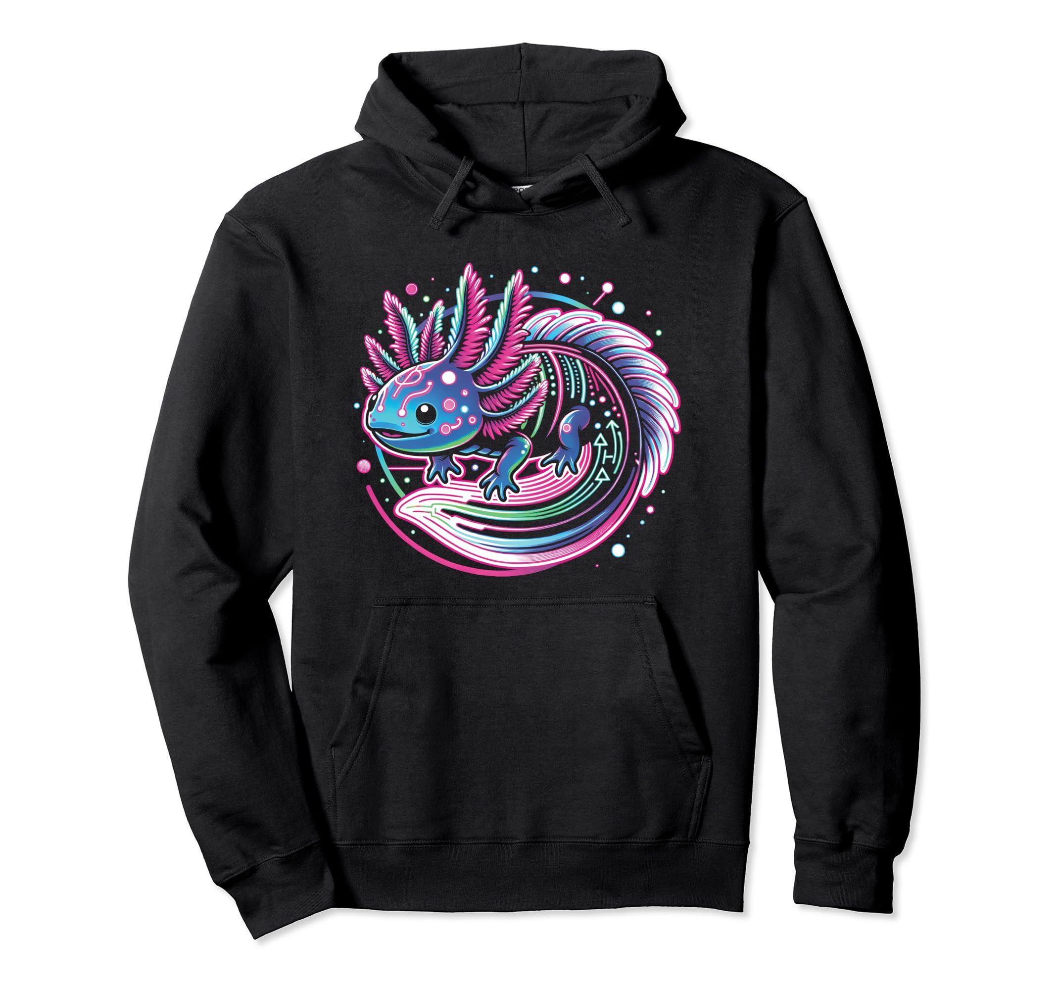 Axolotl Vaporwave Vivid 80S 90S Era Hoodie - Casual Everyday Wear Unisex - T-Shirt, Sweatshirt, Hoodie
