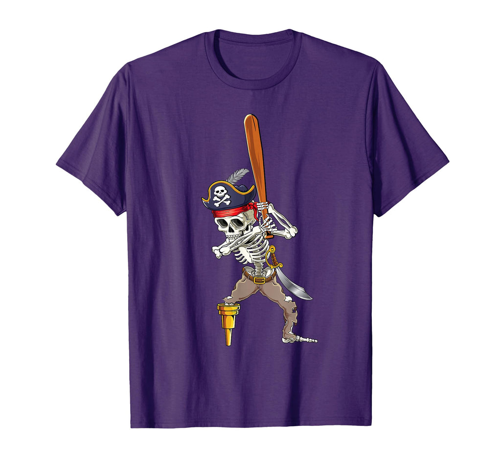 Skeleton Pirate Baseball Batting Home T-Shirt - Unique Graphic for Adults - T-Shirt, Sweatshirt, Hoodie