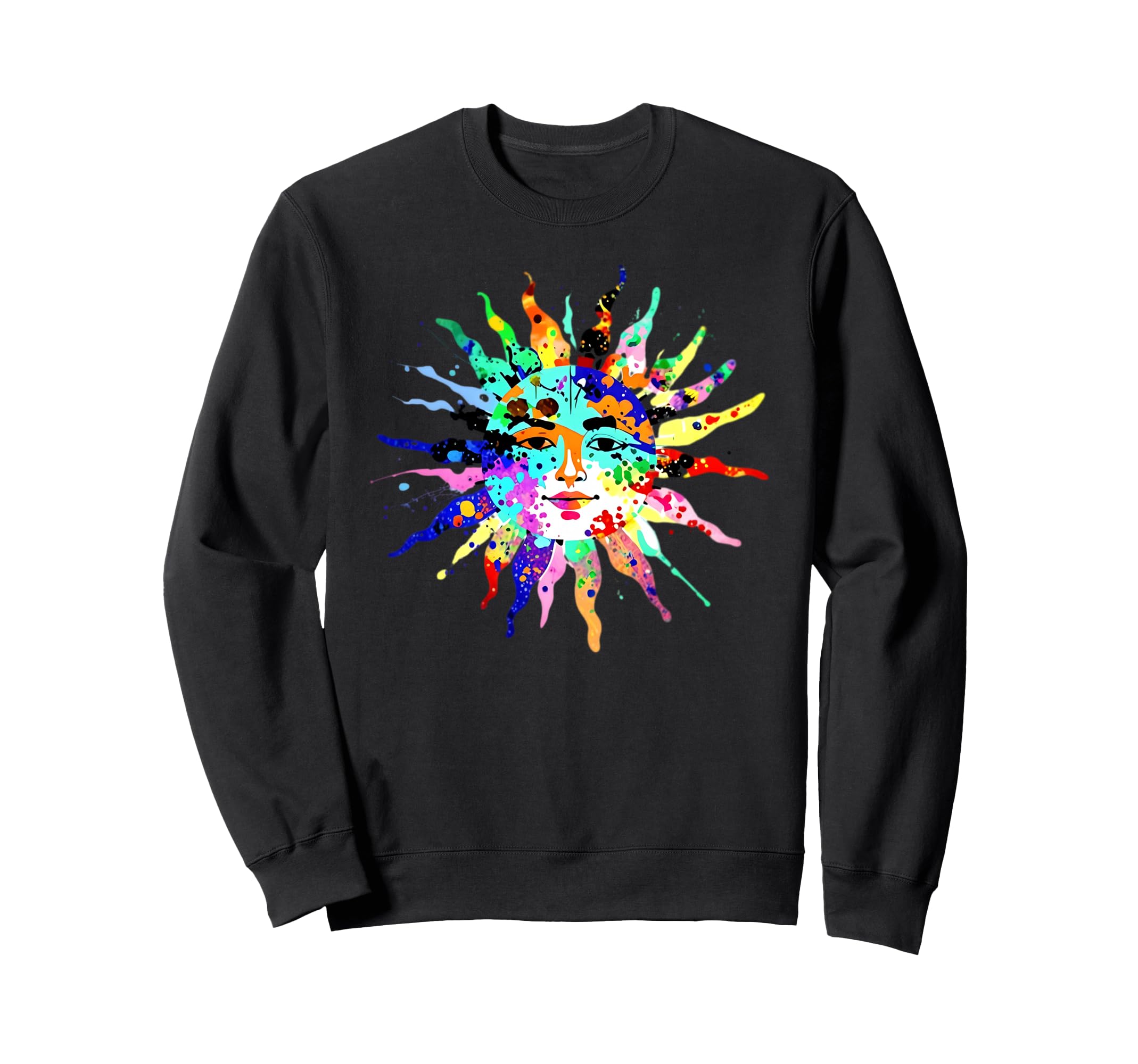 Colorful Celestial Sun Face Paint Sweatshirt - Novelty Apparel Unisex - T-Shirt, Sweatshirt, Hoodie