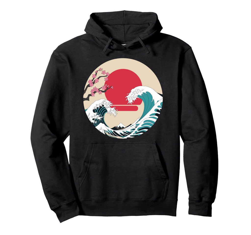 Big Wave Vaporwave Aesthetic 80S Anime Hoodie - Graphic Print for Adults - T-Shirt, Sweatshirt, Hoodie