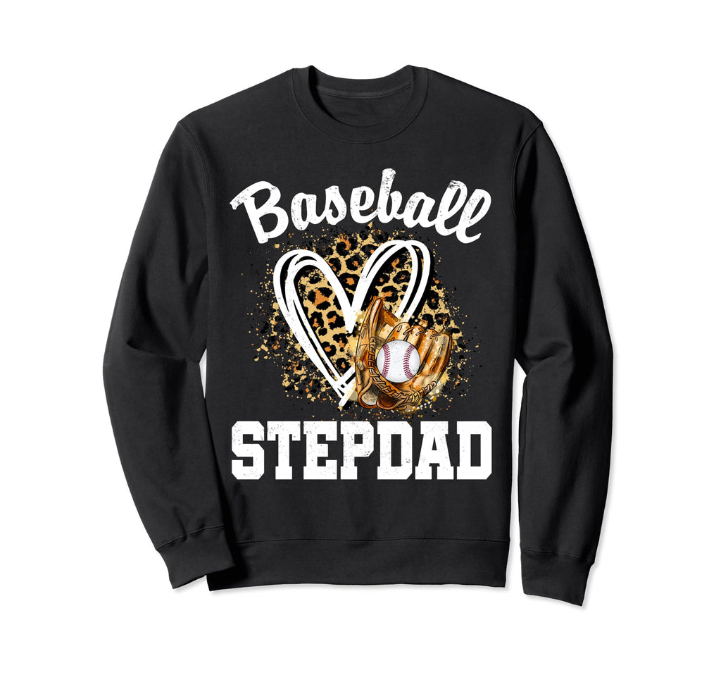 Baseball Stepdad Leopard Heart Sweatshirt - Casual Everyday Wear Unisex - T-Shirt, Sweatshirt, Hoodie