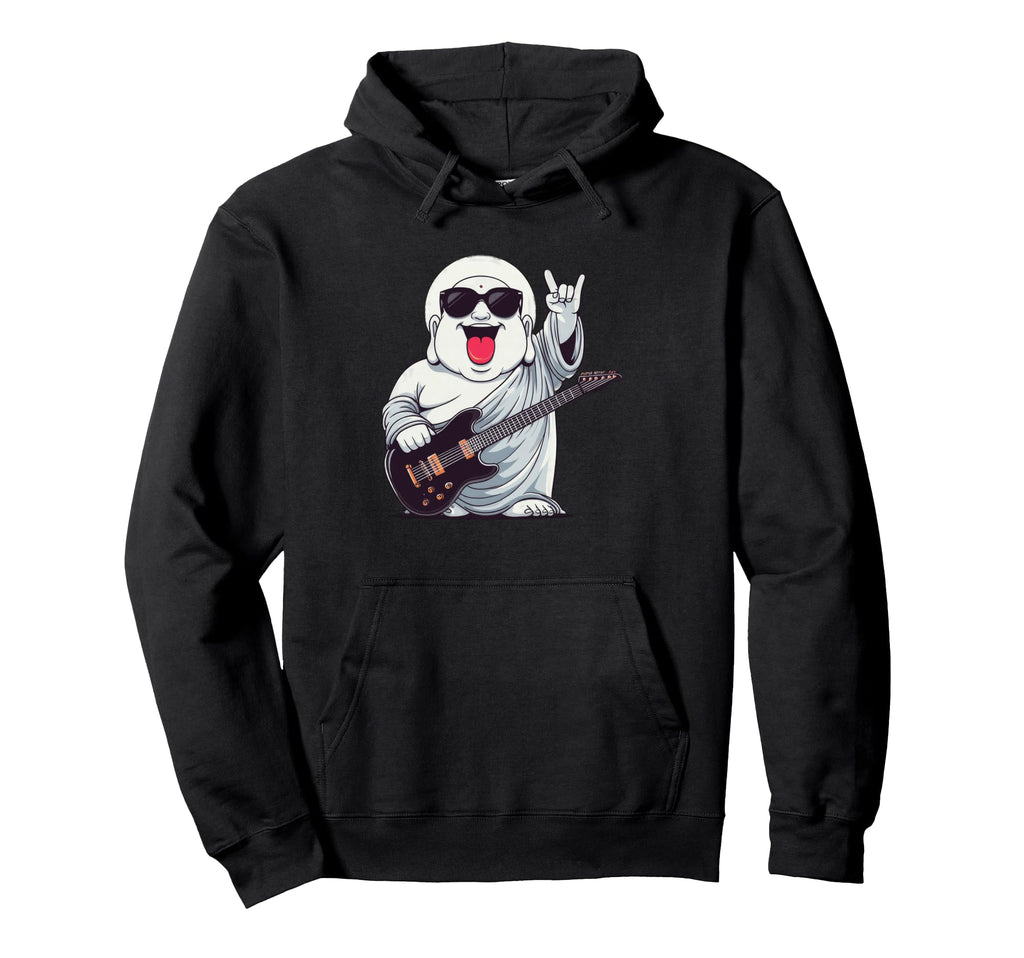 Funny Buddha Rock Music Guitar Player Hoodie - Custom Art Print Men Women - T-Shirt, Sweatshirt, Hoodie