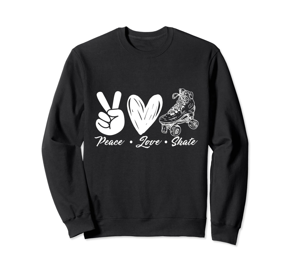 Peace Love Skate Roller Skating Peace Sweatshirt - Minimalist Print Unisex - T-Shirt, Sweatshirt, Hoodie