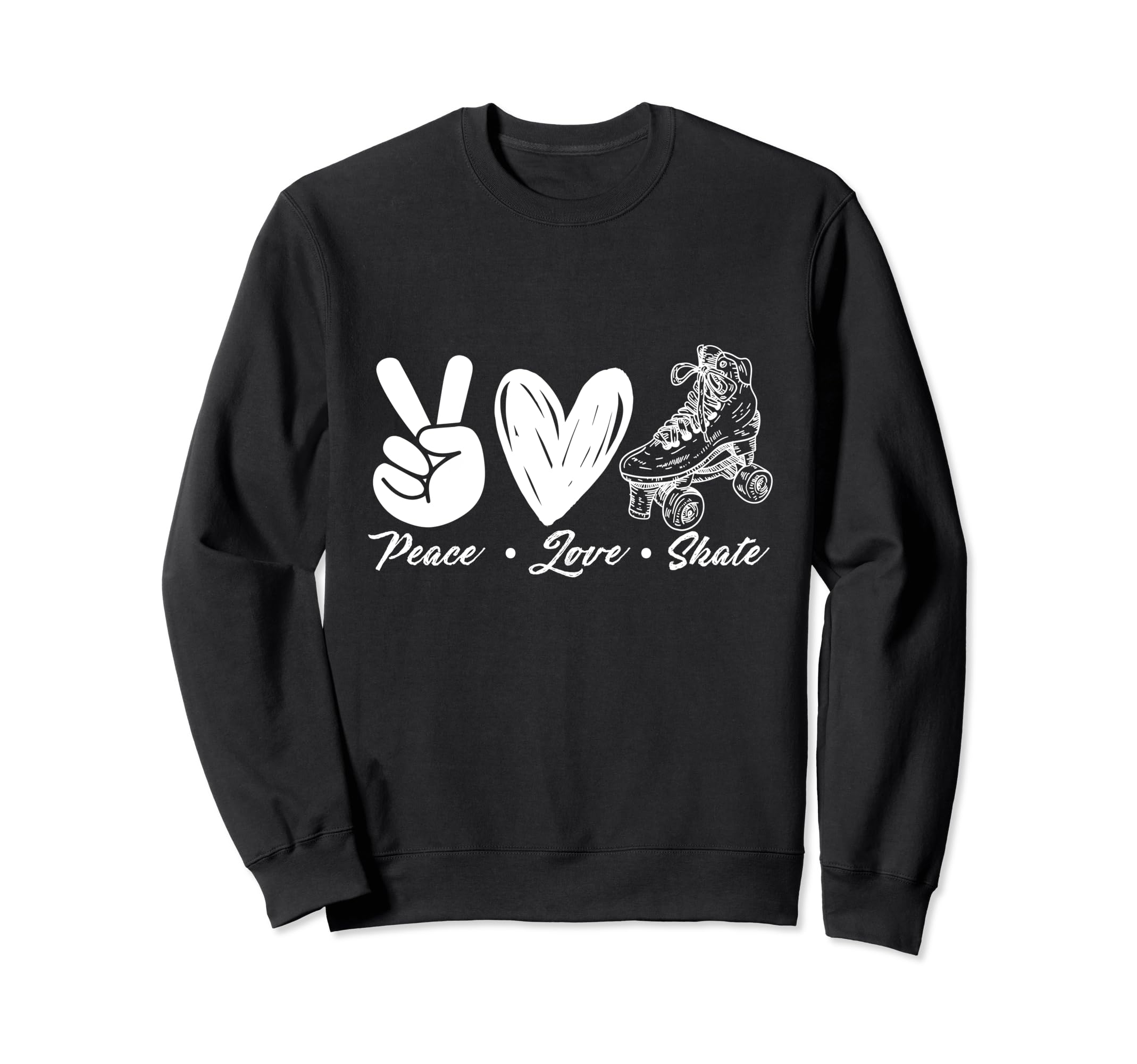 Peace Love Skate Roller Skating Peace Sweatshirt - Minimalist Print Unisex - T-Shirt, Sweatshirt, Hoodie