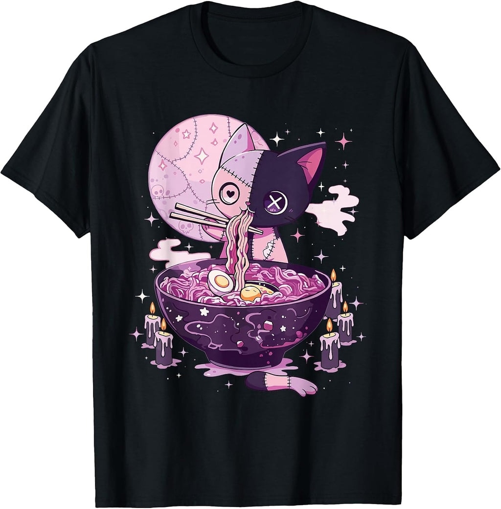 Pastel Goth Aesthetic Creepy Cat Japanese Anime - Adult & Kids T-Shirts, Sweatshirts & Hoodies apparel design preview 1