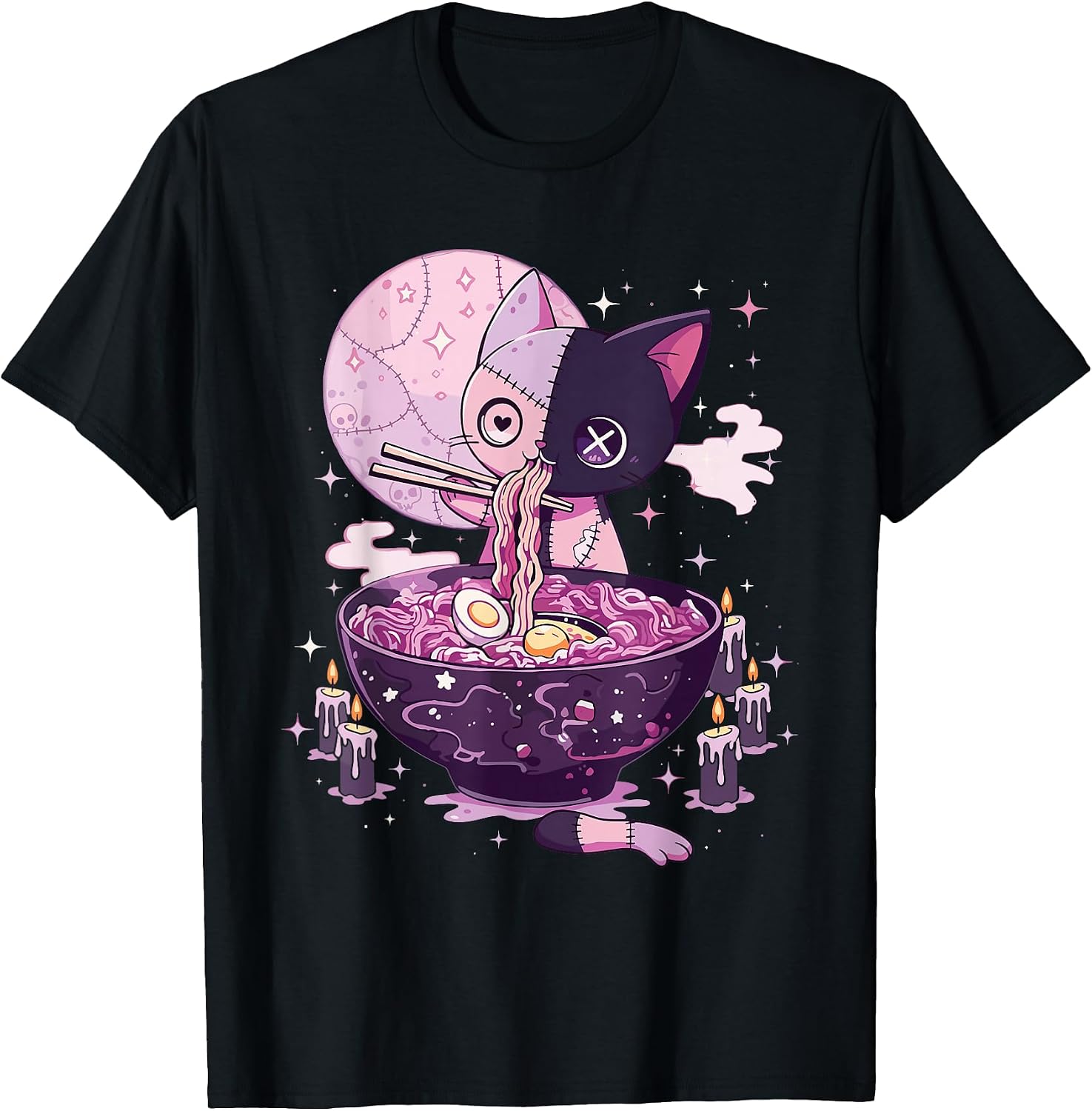 Pastel Goth Aesthetic Creepy Cat Japanese Anime - Adult & Kids T-Shirts, Sweatshirts & Hoodies apparel design preview 1