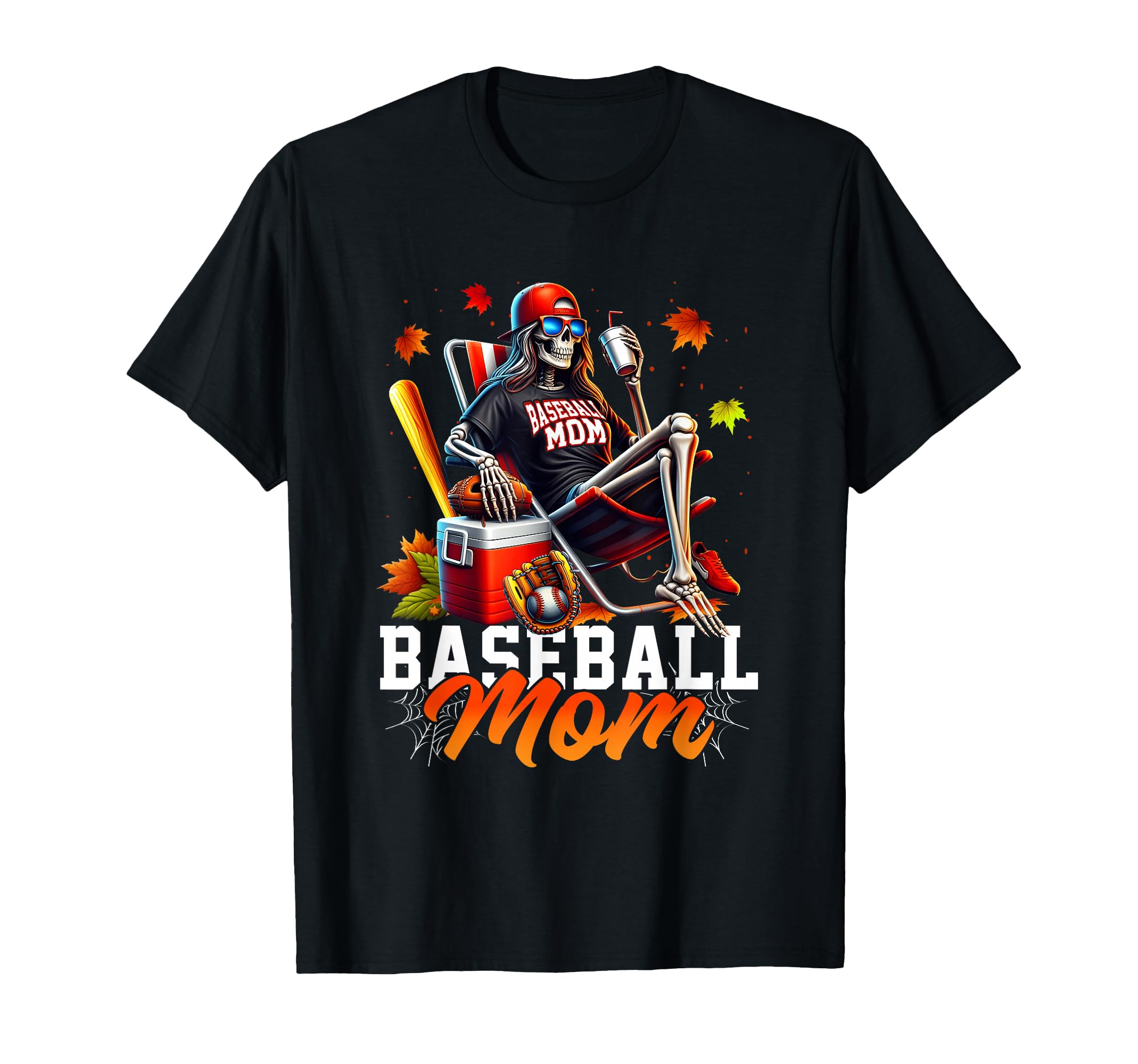 Baseball Mom Skeleton Halloween Fall Game T-Shirt - Graphic Print Unisex - T-Shirt, Sweatshirt, Hoodie
