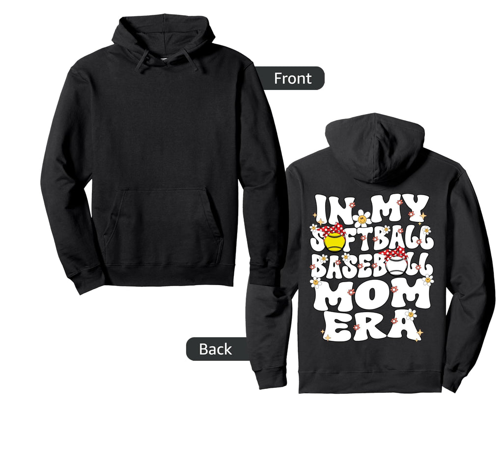 My Softball Baseball Mom Era Groovy Hoodie - Aesthetic Graphic for Adults - T-Shirt, Sweatshirt, Hoodie