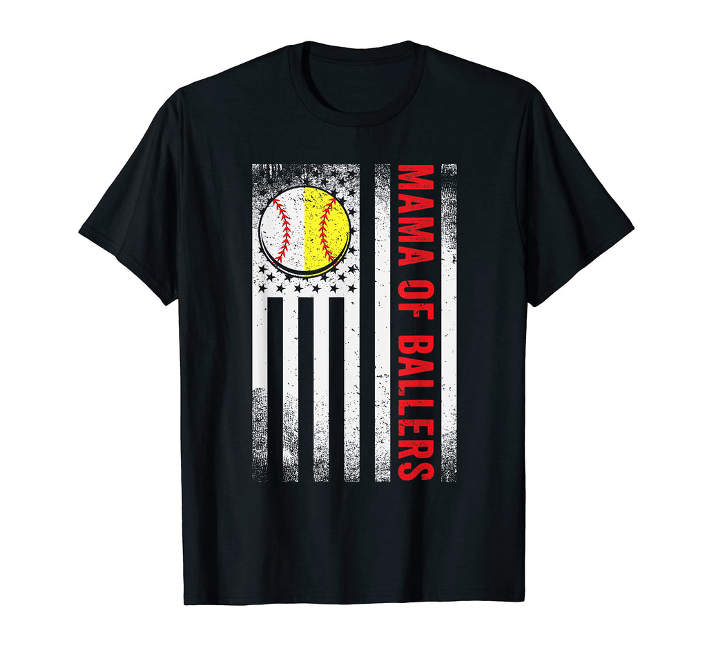 American Flag Mama Softball Daughter T-Shirt - Unique Graphic Men Women - T-Shirt, Sweatshirt, Hoodie