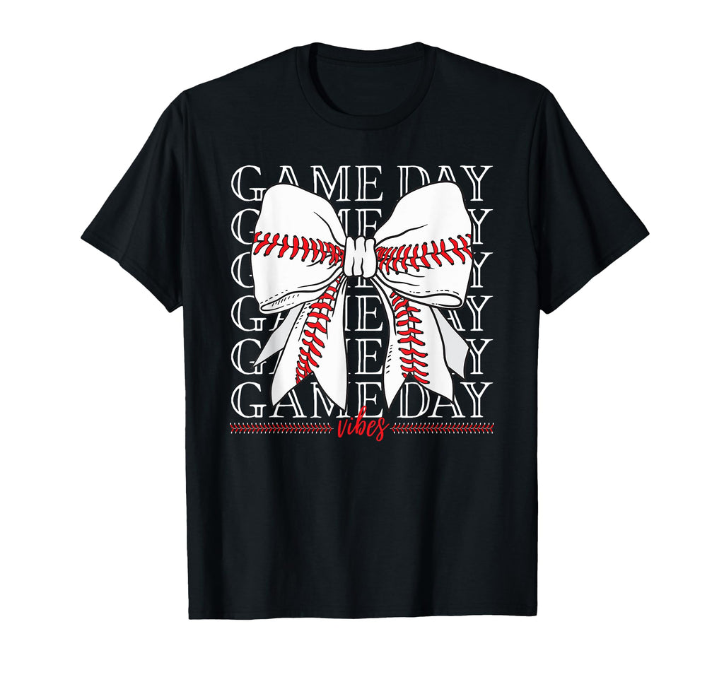 Game Day Vibes Coquette Bow Baseball T-Shirt - Casual Everyday Wear Unisex - T-Shirt, Sweatshirt, Hoodie