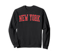 New York Ny Varsity Red Text Sweatshirt - Casual Everyday Wear for Adults - T-Shirt, Sweatshirt, Hoodie