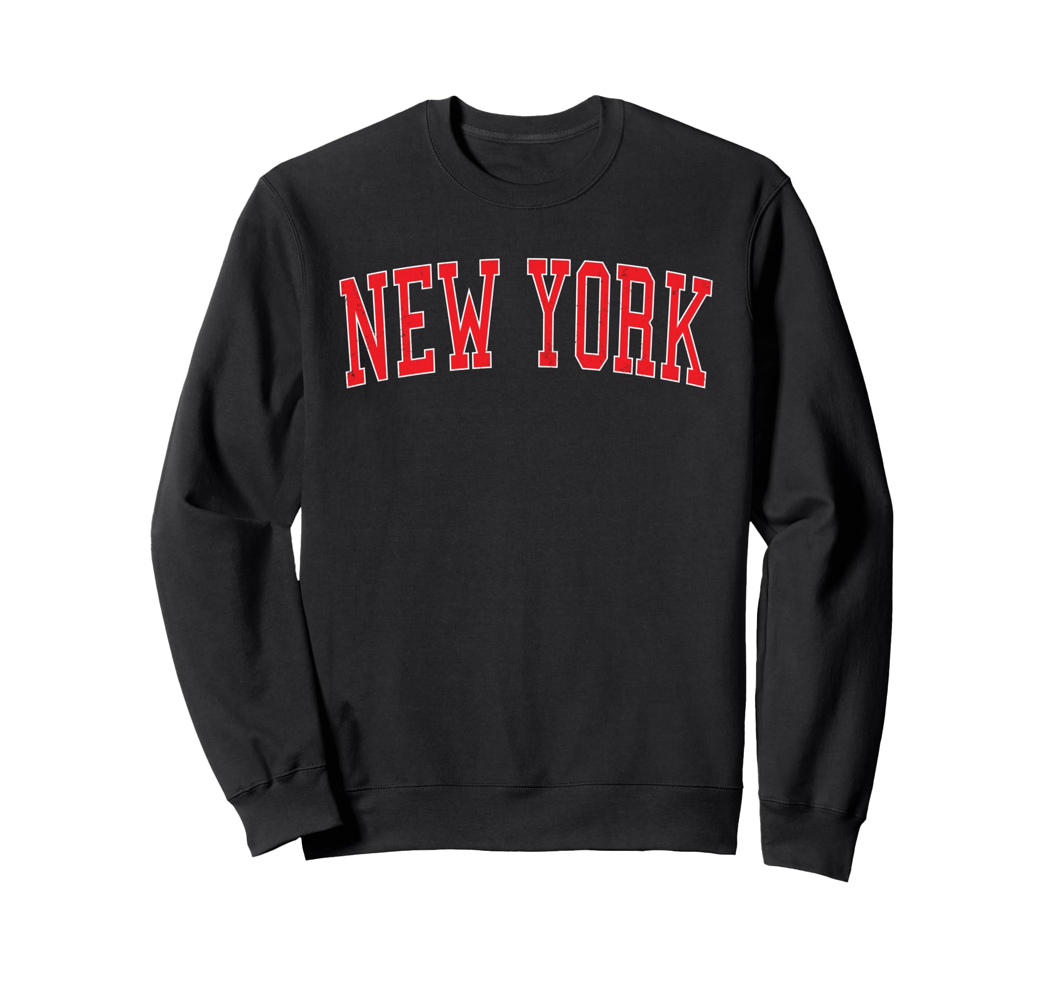 New York Ny Varsity Red Text Sweatshirt - Casual Everyday Wear for Adults - T-Shirt, Sweatshirt, Hoodie